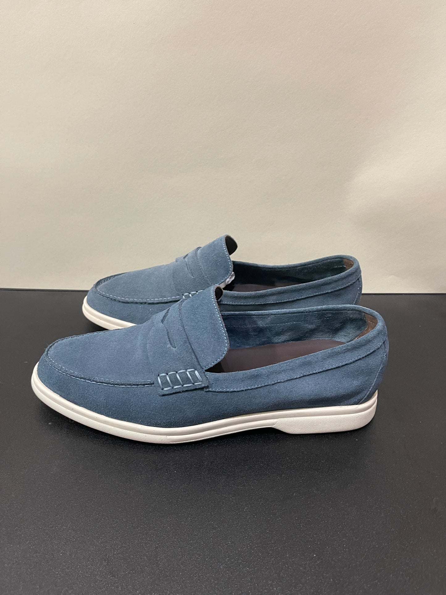Canali Slate Blue Suede Casual Penny Loafers 8 M / 9.5 W