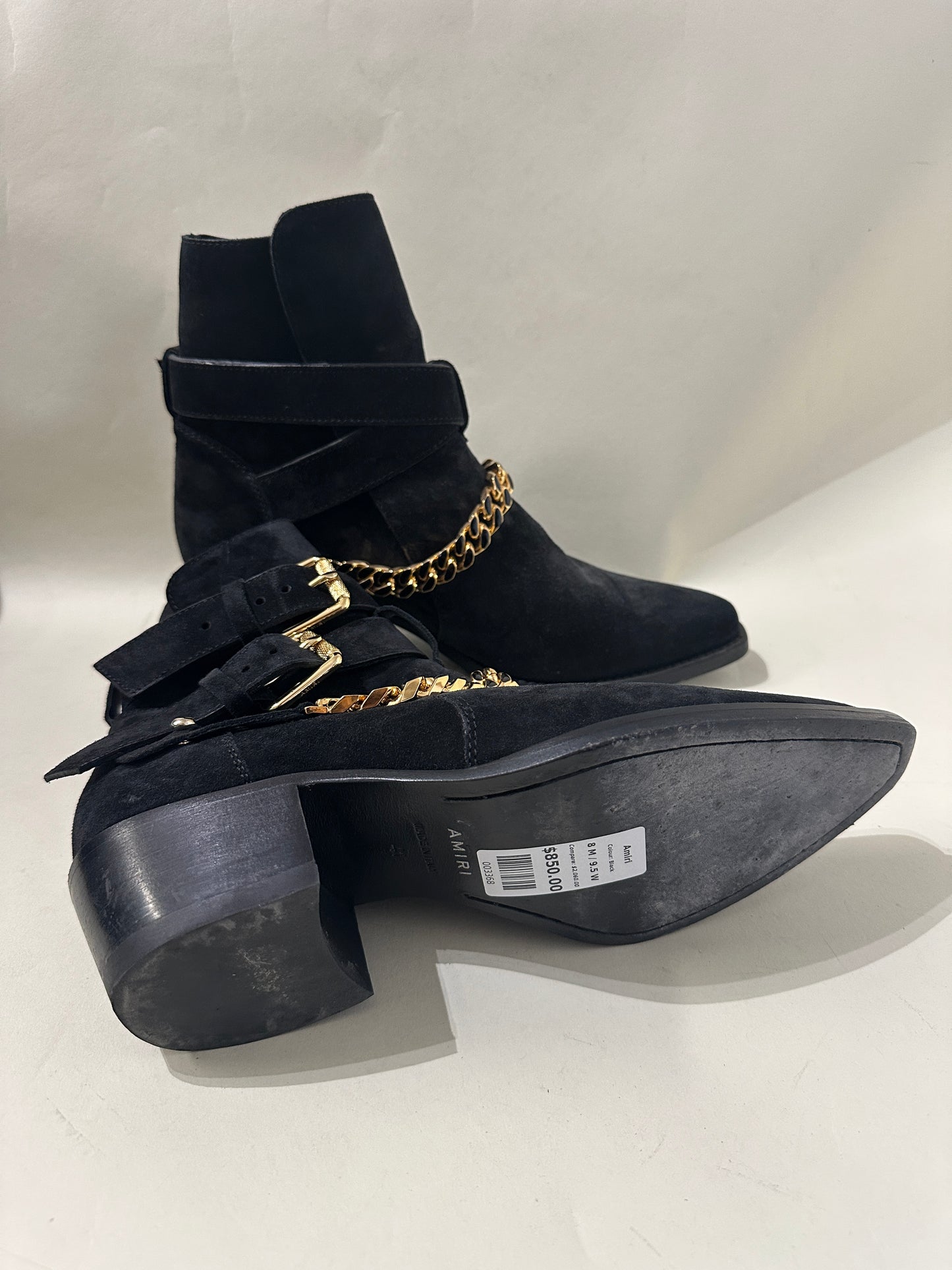 Amiri Black Suede Cuban Heel Jodphur Boots 8 M / 9.5 W