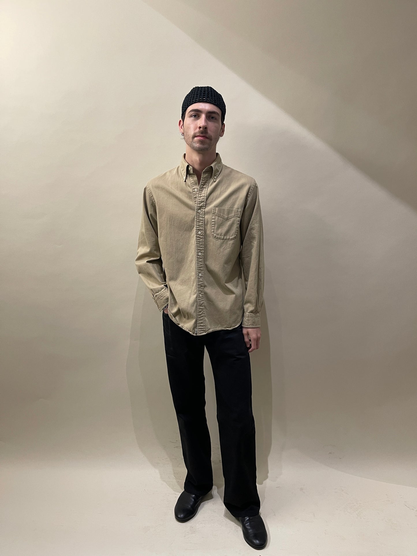 orSlow Khaki Twill Single Pocket Button Up Shirt Large - L