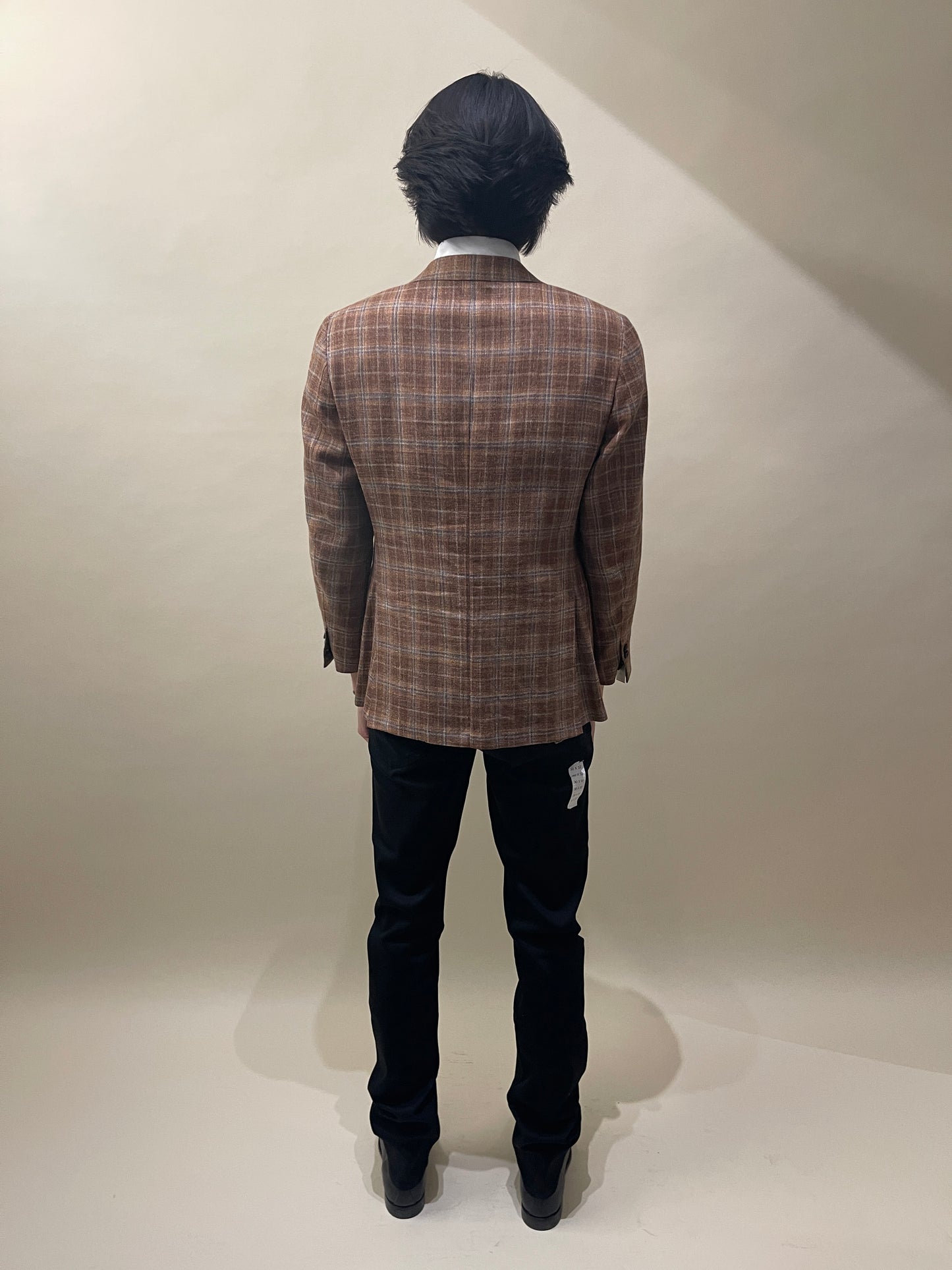 Suitsupply Light Brown & Blue Plaid Wool Silk Linen Sport Coat 38S