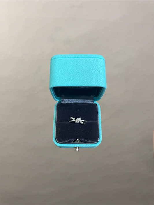 Tiffany & Co. White Gold & Diamond Knot Ring