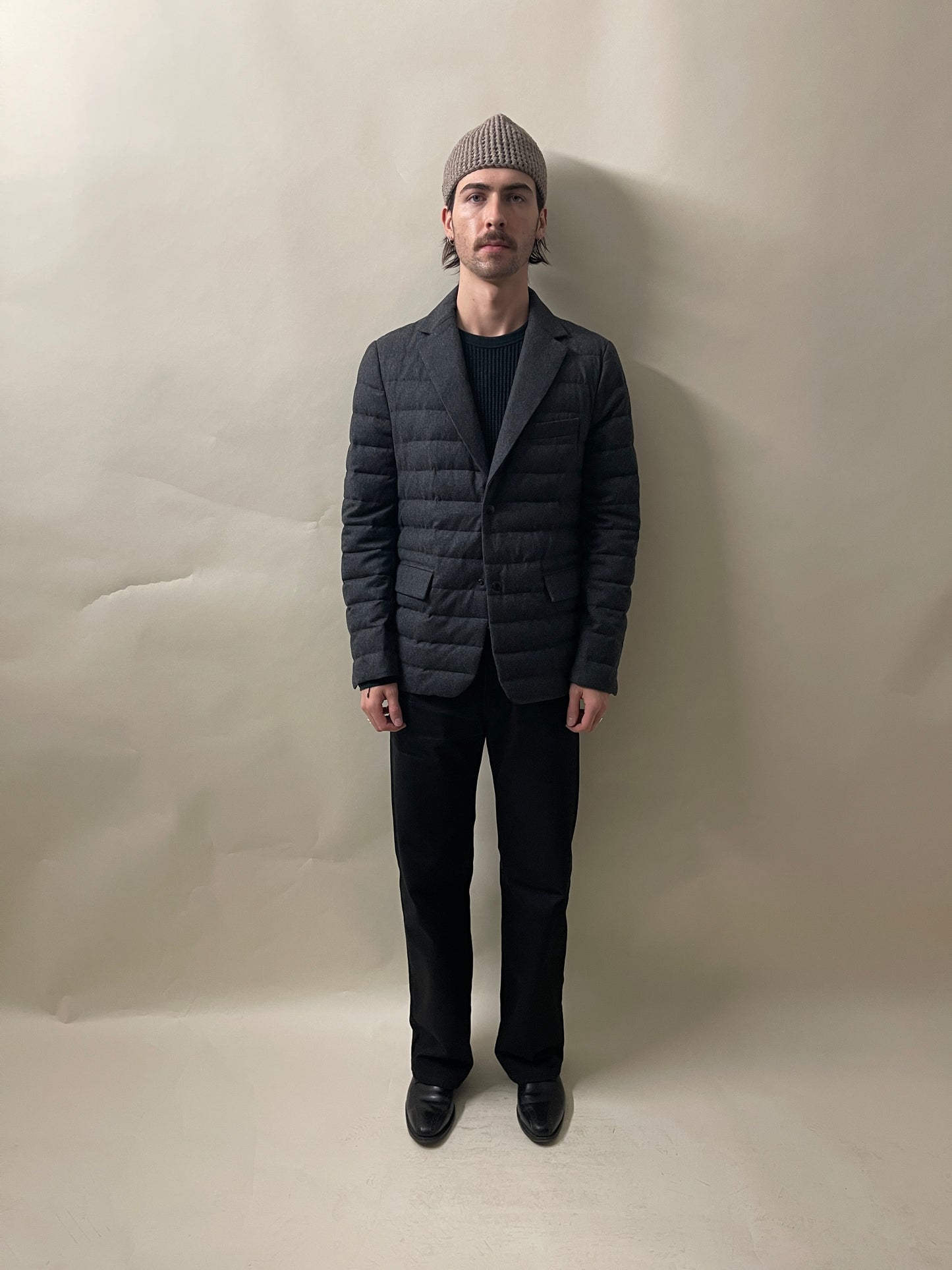 Moncler Charcoal Grey Wool Down Filled Mayenne Jacket Medium - M