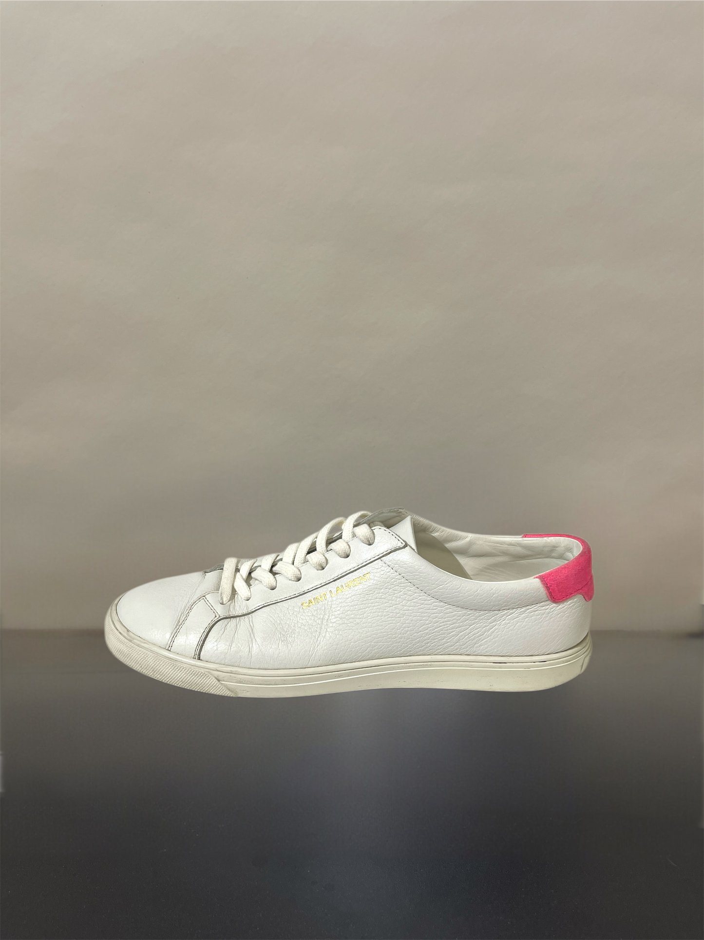 Saint Laurent White & Pink Leather Classic Sneakers 11.5 M / 13 W
