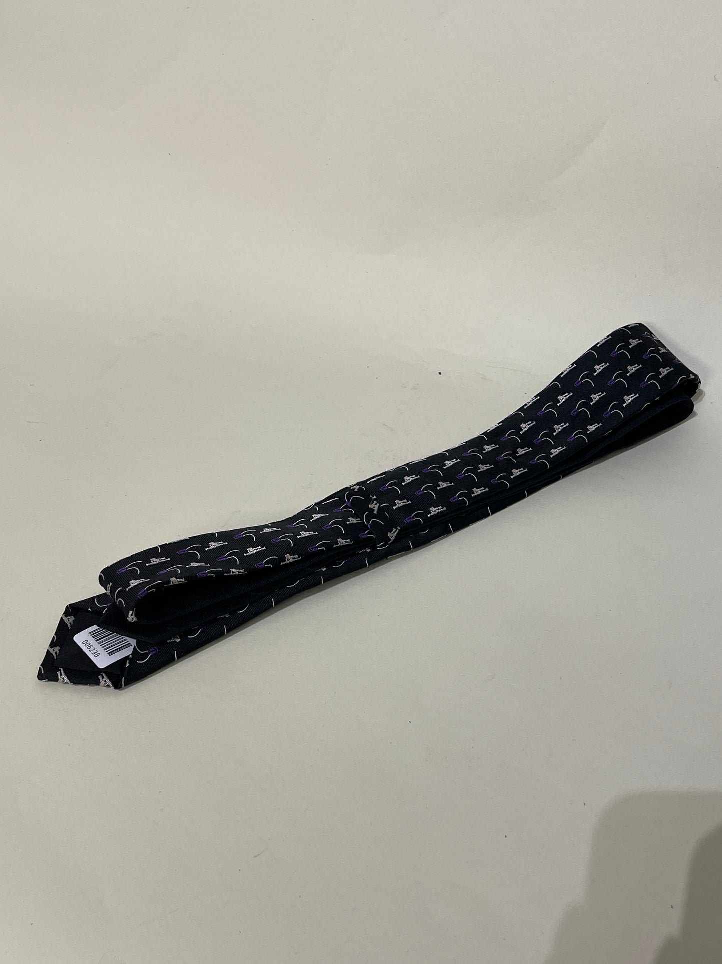 Prada Black & Purple Walking Businessman Motif Tie