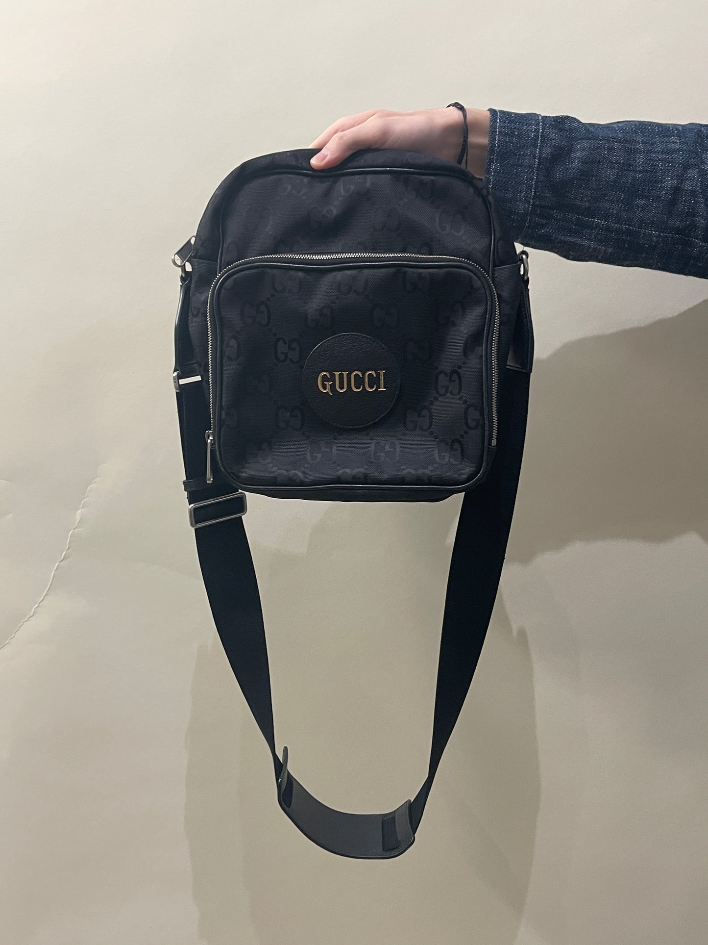 Gucci Black Canvas Monogram Small Shoulder Bag