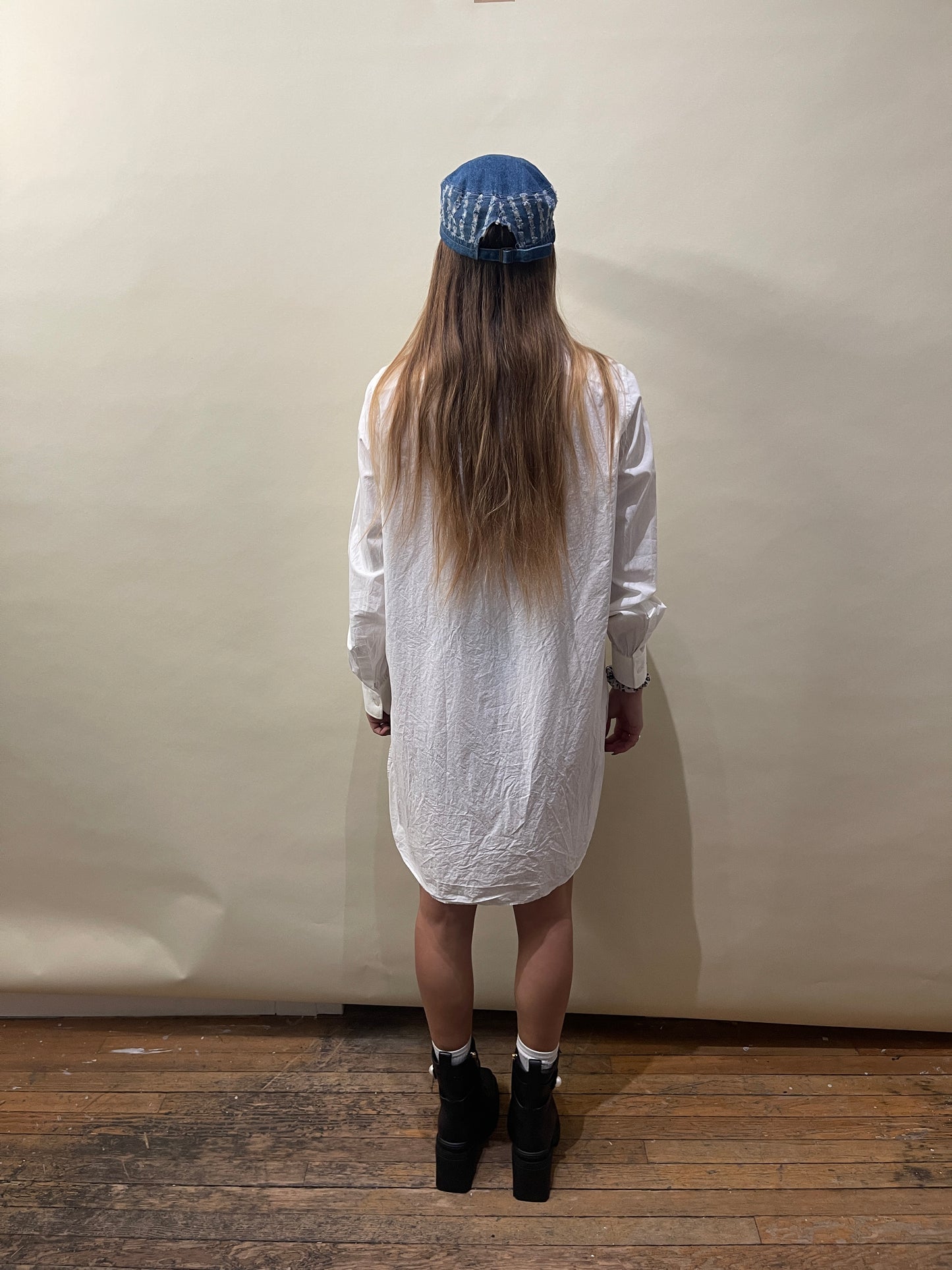 Burberry White Cotton Tuxedo Style LS Button Up Shirt Dress Large - L