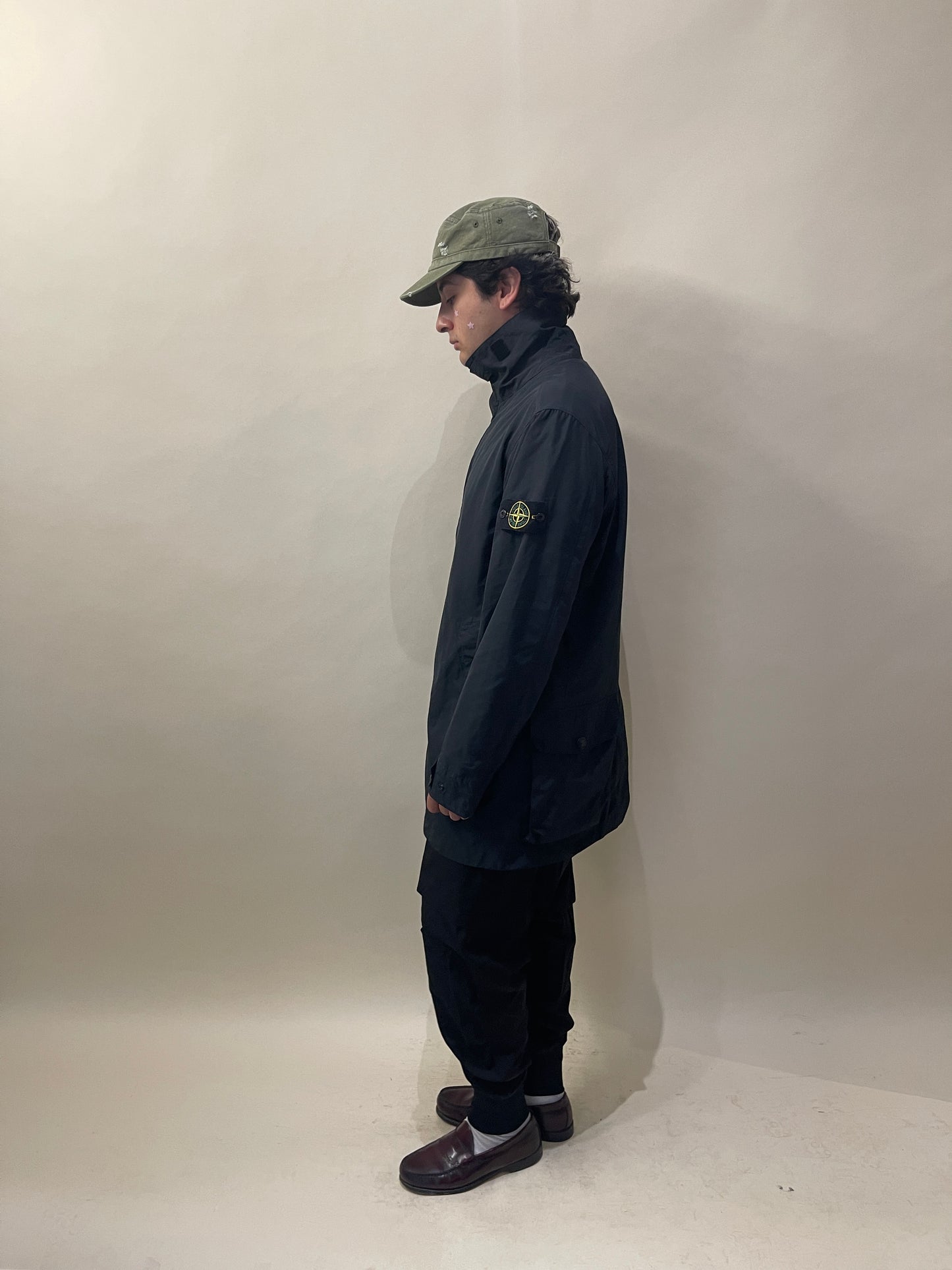 Stone Island Black Nylon 3/4 Length Technical Coat Extra Large - XL