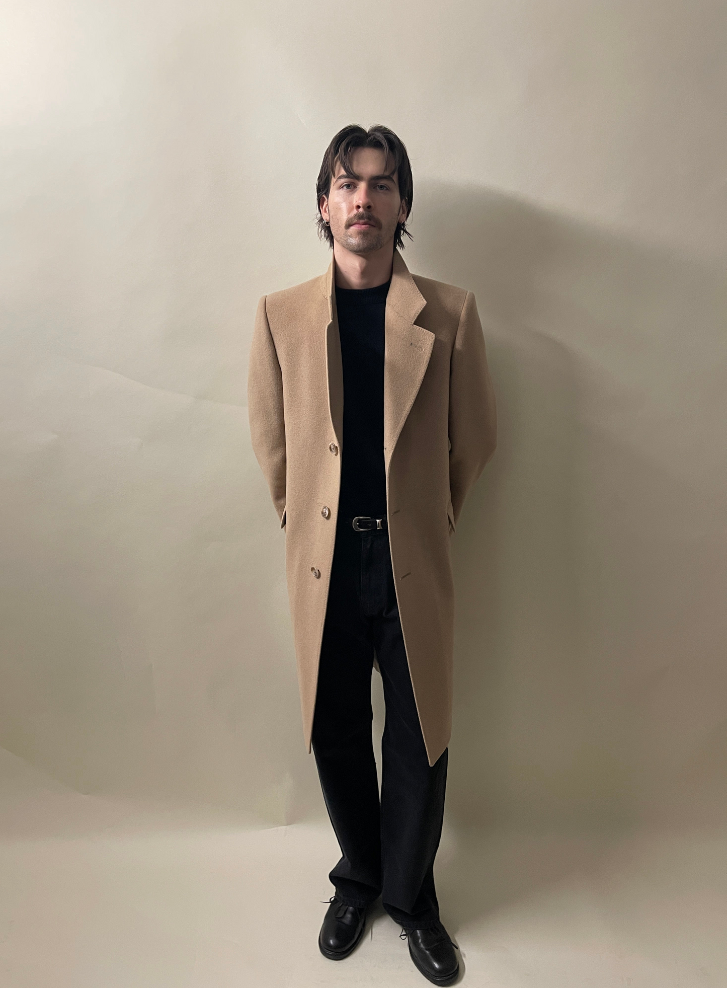 Duncan Craig Camel Wool Cashmere Mid Length Overcoat 38