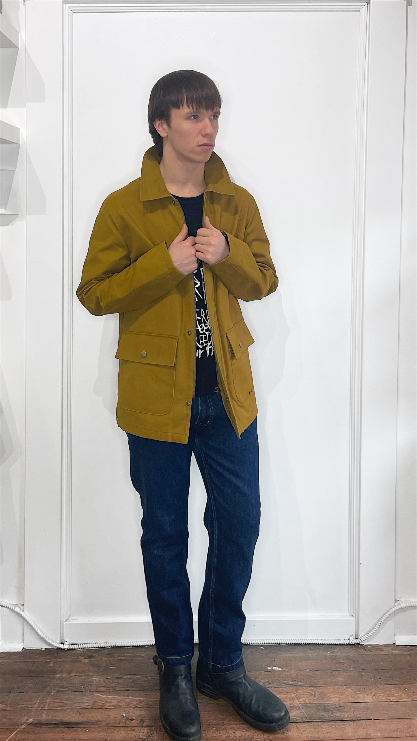 A.P.C. Mustard / Dark Tan Heavy Cotton Field Coat Small