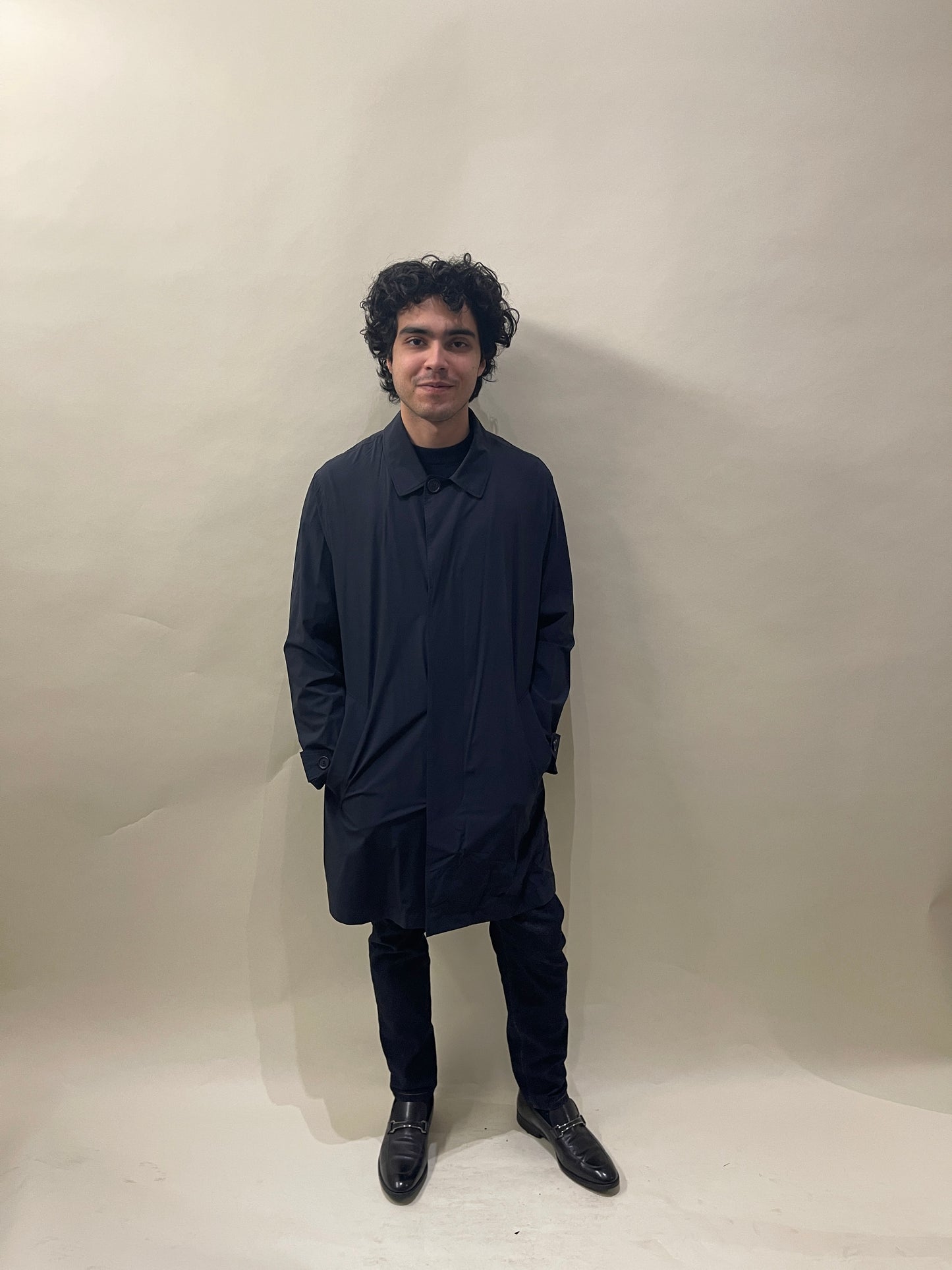 Brunello Cucinelli Navy Blue Polyamide Blend Lightweight Unlined Coat 42