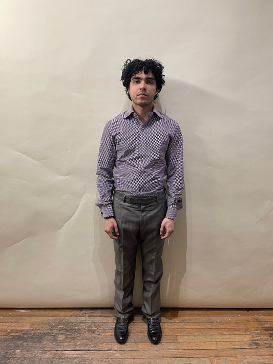 Tom Ford Purple & White Pseudo Polka Dot Dress Shirt 15.5