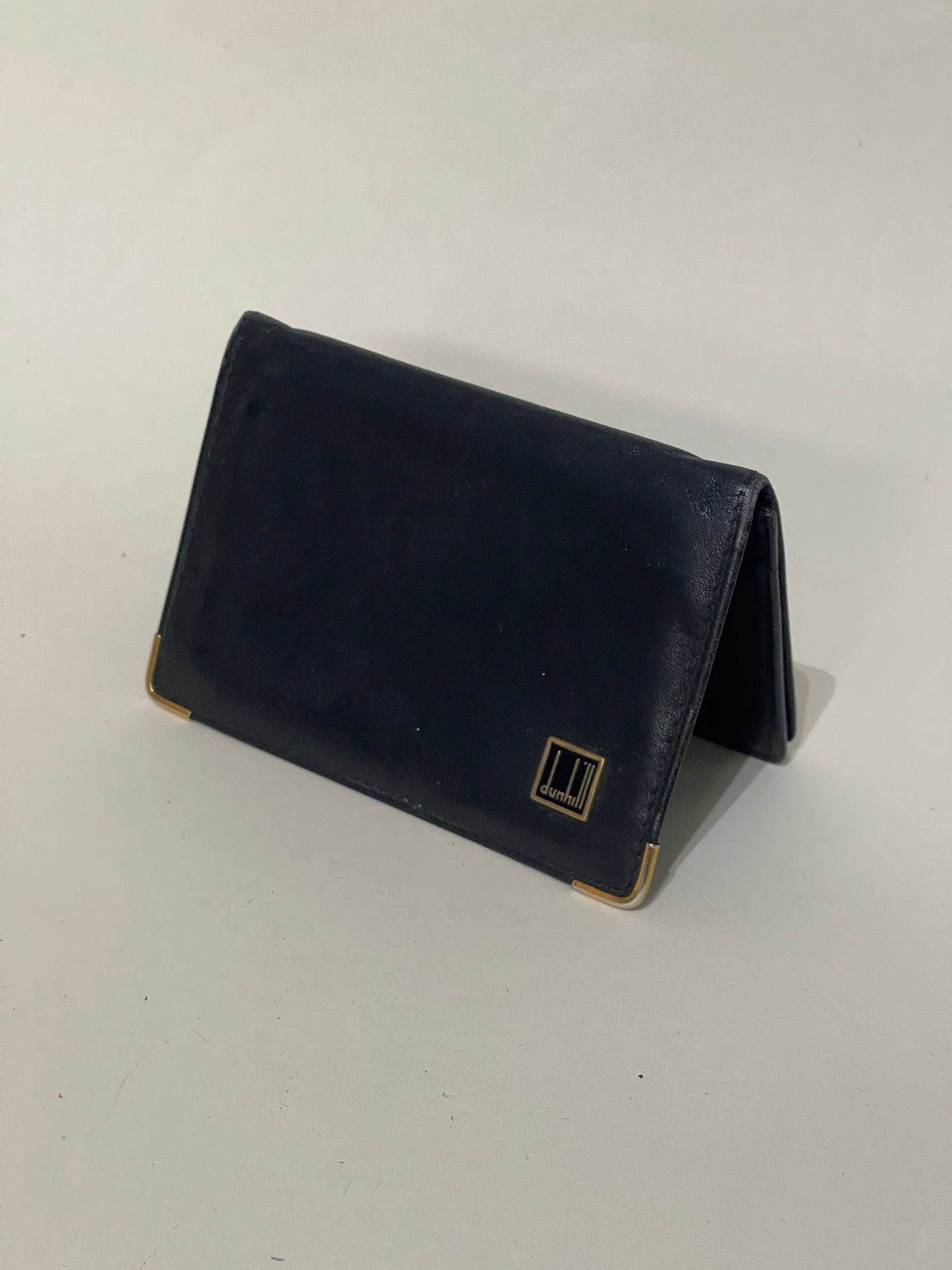 Dunhill Black Leather Gold Tipped Bifold Cardholder