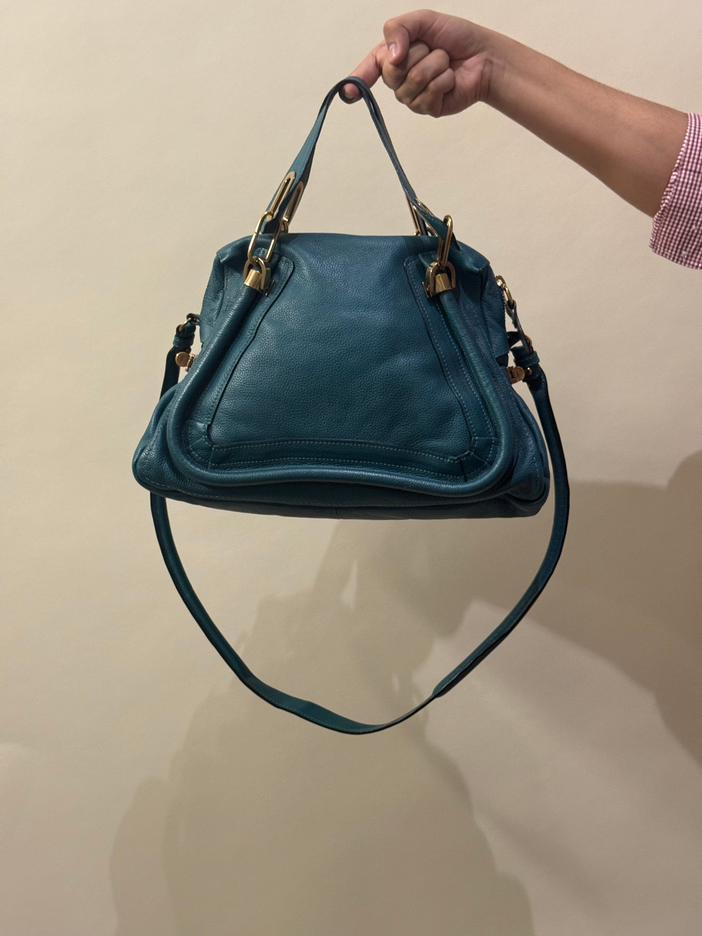 Chloé Teal Blue Leather Medium Paraty Bag