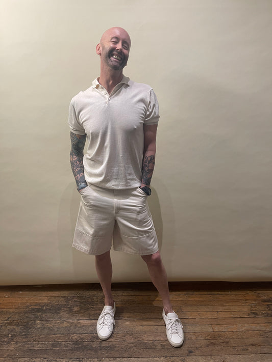 Moncler Cream Cotton Twill Bermuda Shorts 34