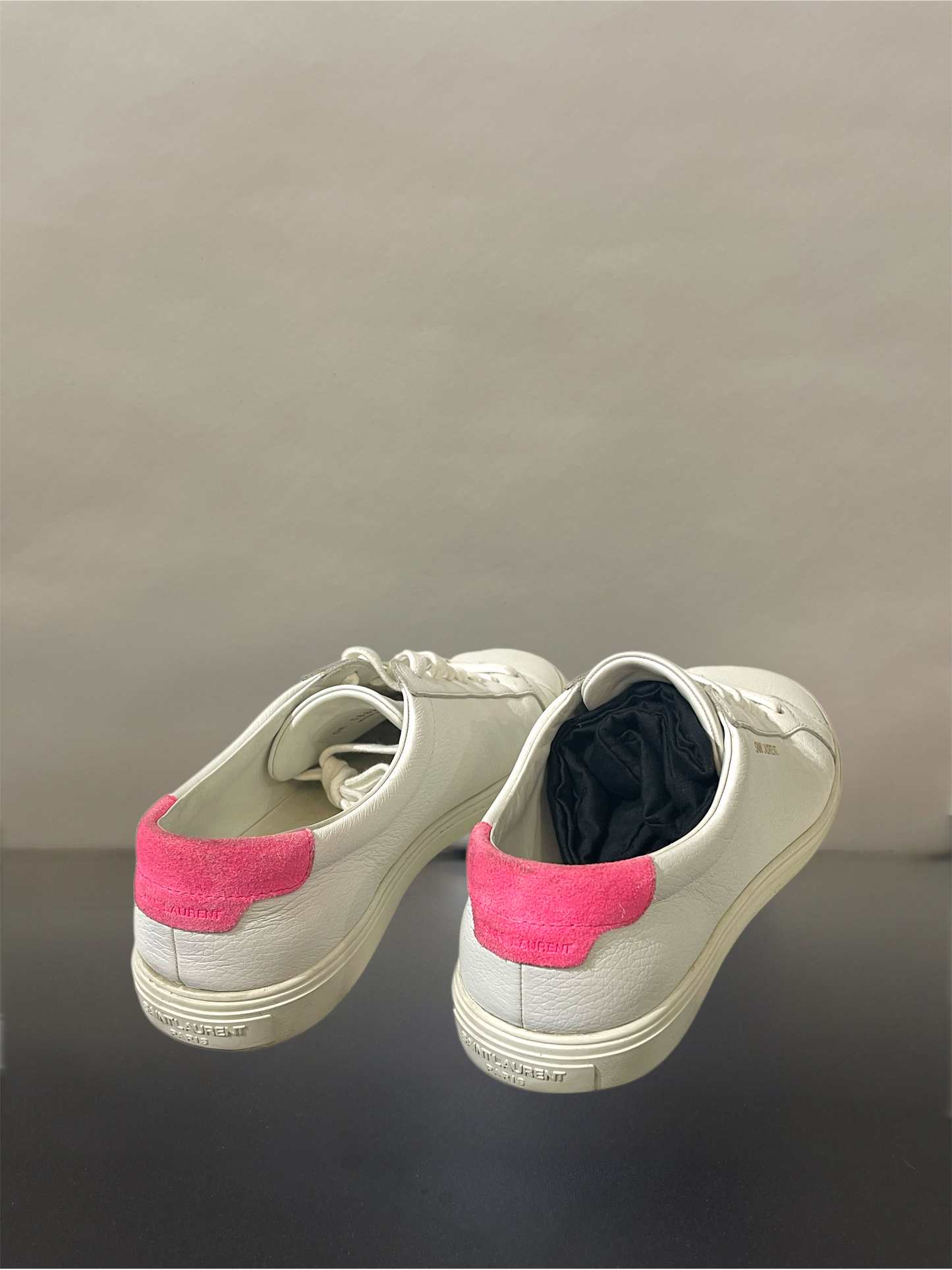 Saint Laurent White & Pink Leather Classic Sneakers 11.5 M / 13 W