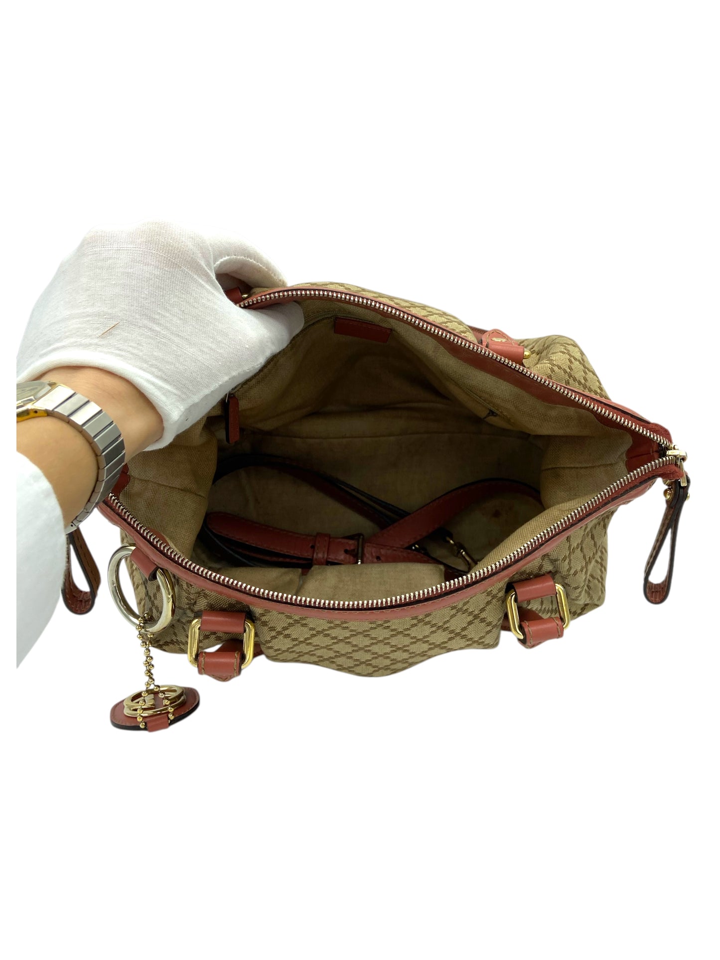 Gucci Beige & Pink Sukey Two Way Shoulder Bag
