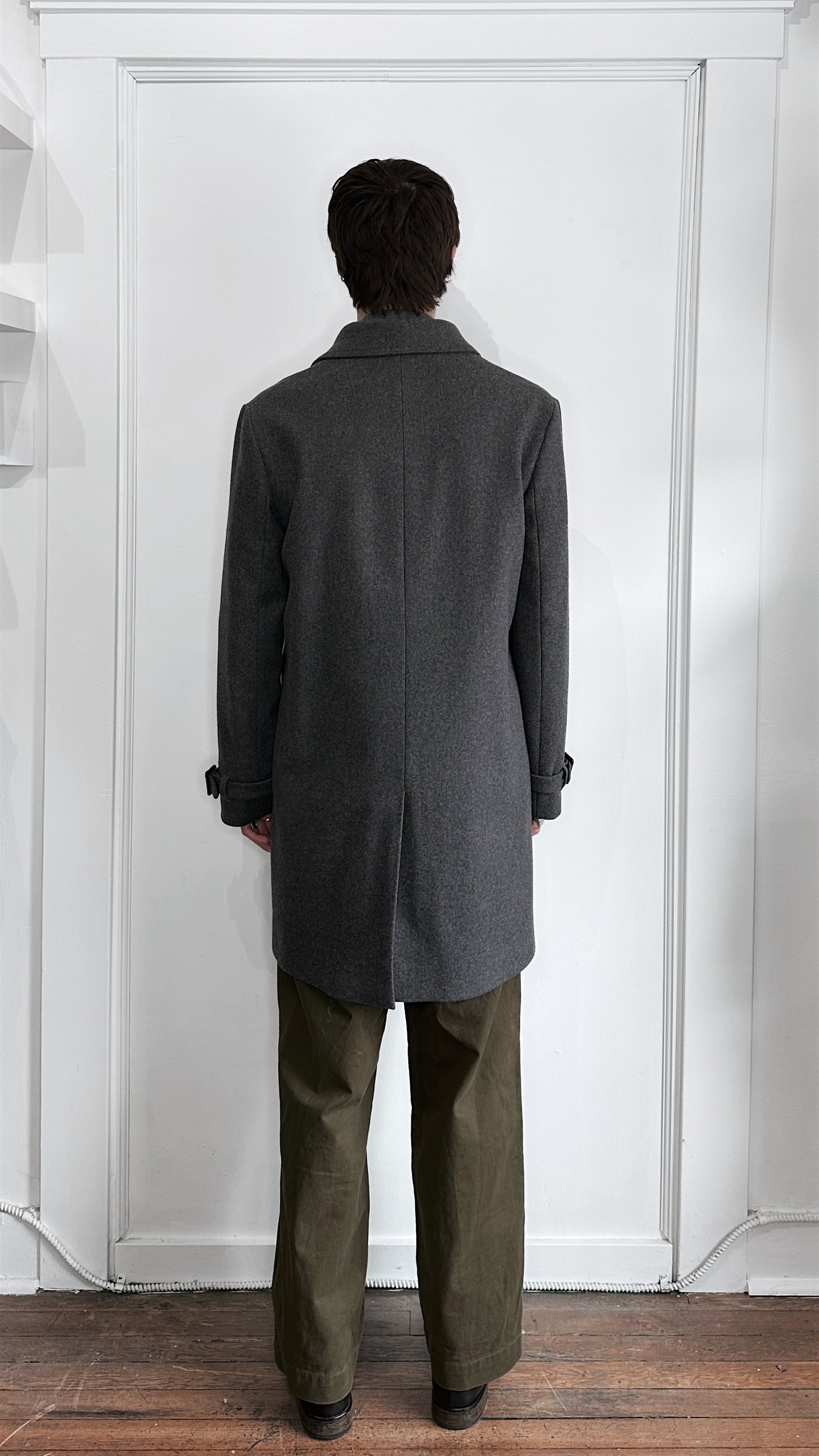 A.P.C. Dark Grey Wool Mid Length Overcoat Large