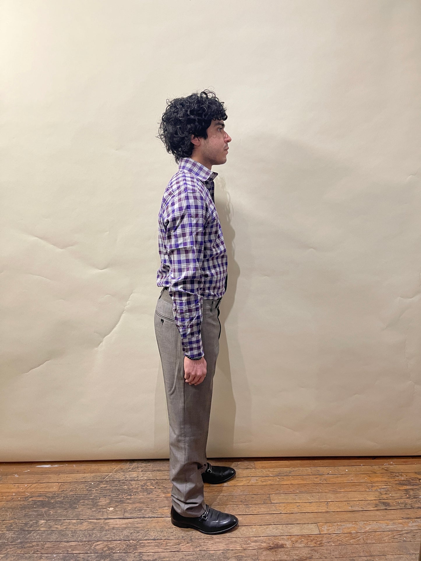 Tom Ford Purple & White Plaid Cotton Dress Shirt 15.5