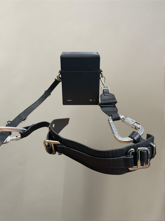 Heliot Emil Black Leather Strap Box Bag OS