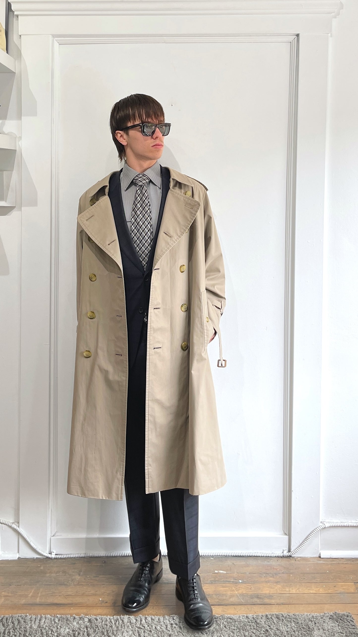 Burberrys' Tan Cotton Wool Lined Double Breasted Trench Coat 40S