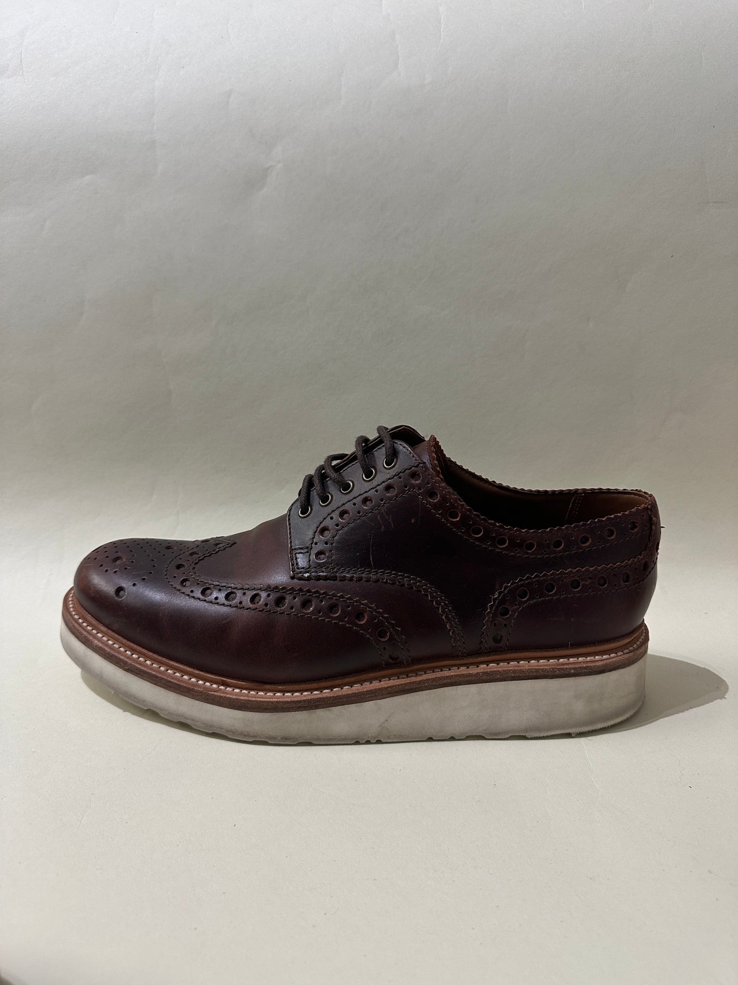 Grenson Dark Brown Leather Archie Brogue Shoes 9.5 M / 11 W
