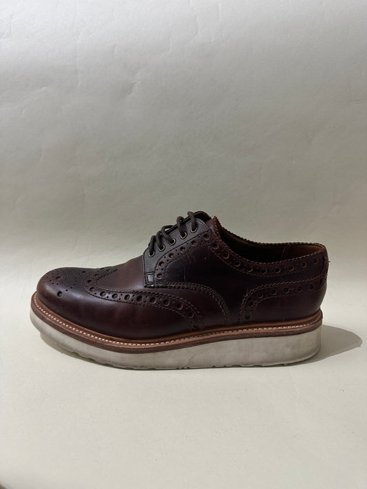 Grenson Dark Brown Leather Archie Brogue Shoes 9.5 M / 11 W