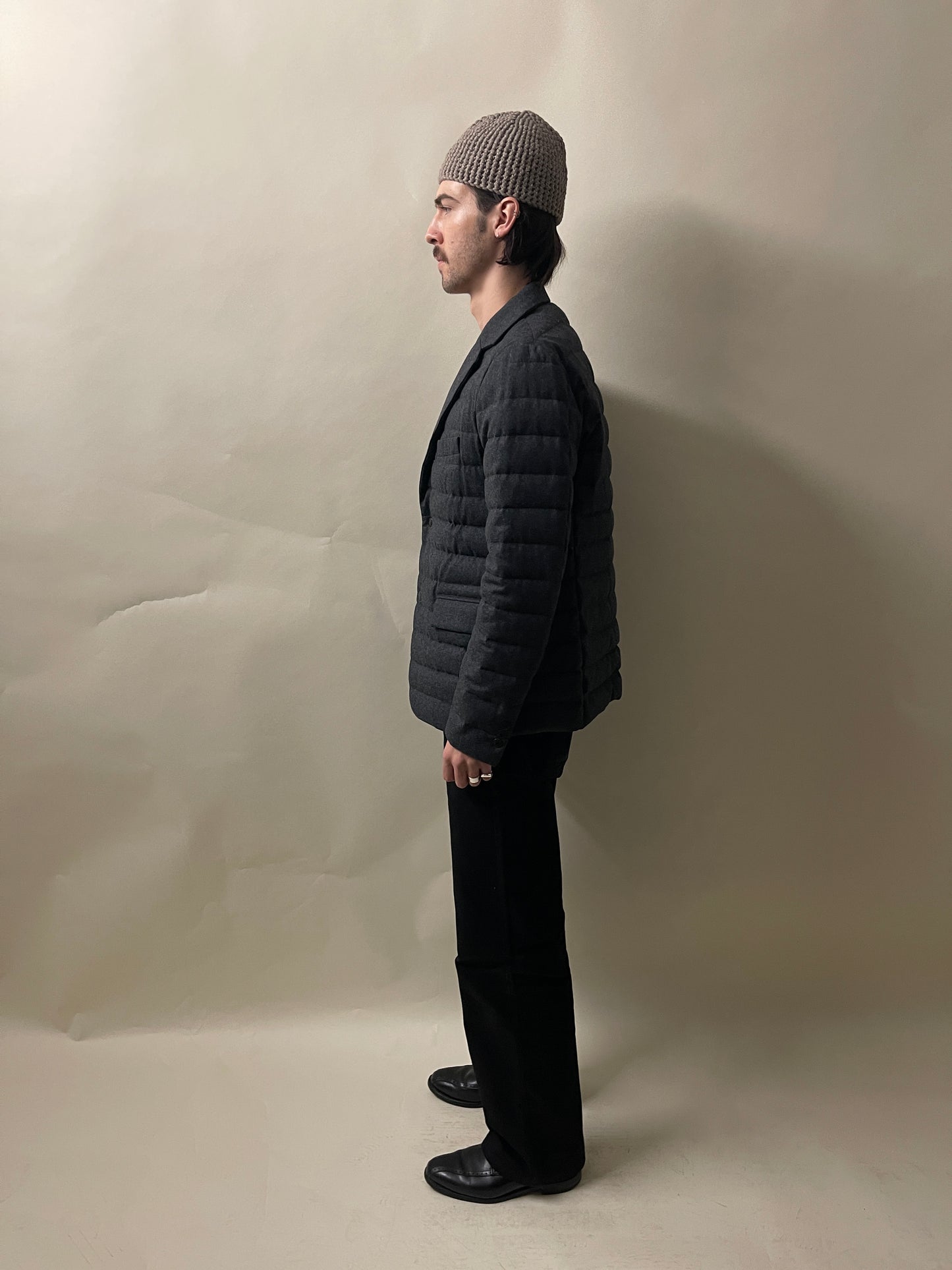 Moncler Charcoal Grey Wool Down Filled Mayenne Jacket Medium - M