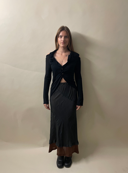 Comme Des Garcons Black Wool Blend Disconnected Sleeve Fishtail Shirt Small - S