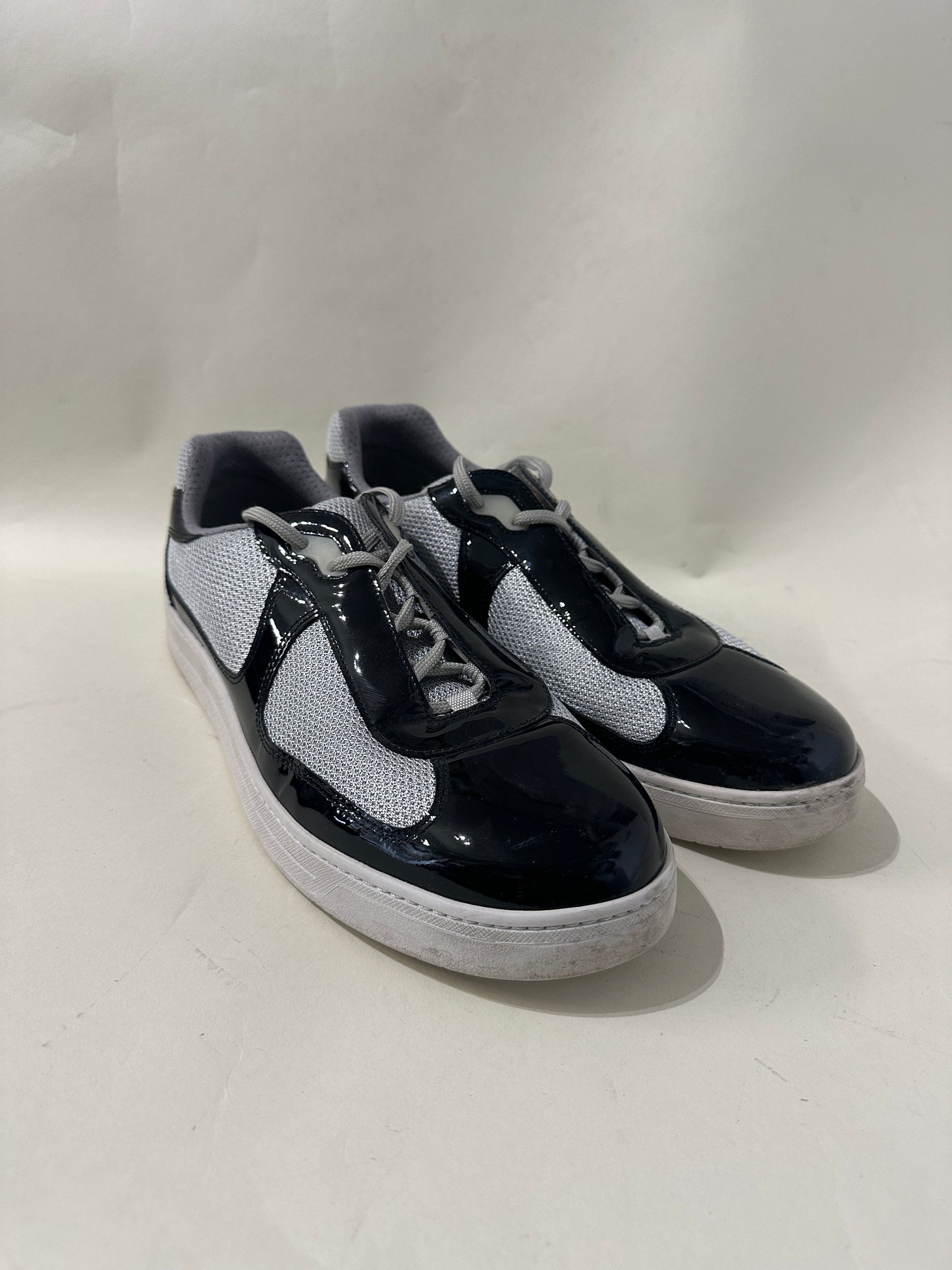 Prada Black & Grey Patent Leather & Mesh America's Cup Sneakers 10 M / 11.5 W
