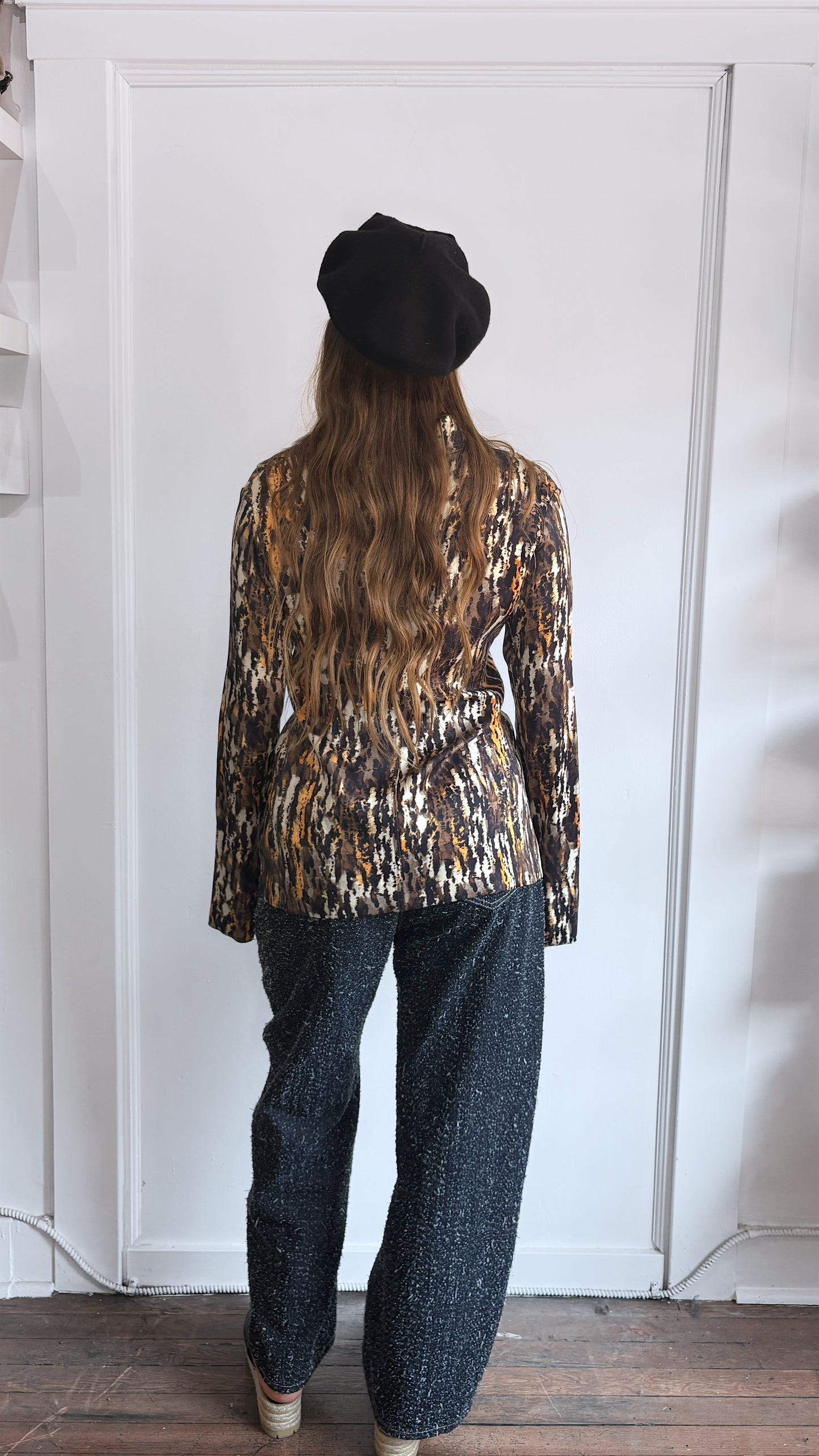 Nanushka Brown & Orange Cupro Blend Oava Watercolour Shirt Large