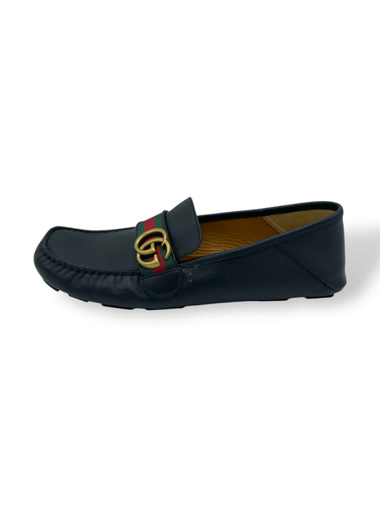 Gucci Black Leather GG Logo Driving Loafers 8.5 M / 10 W