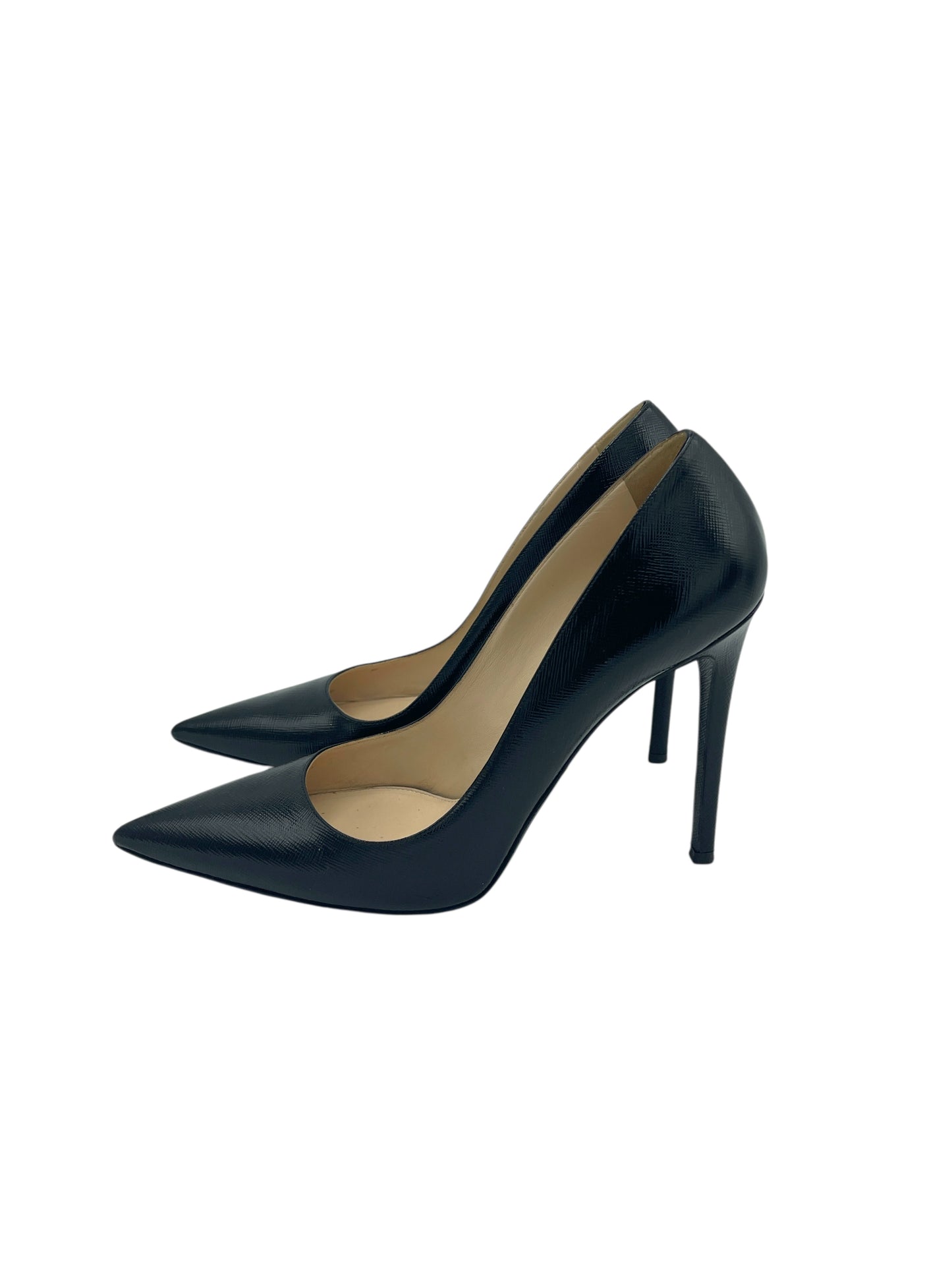 Prada Black Patent Saffiano Leather Pumps 9 M / 10.5 W