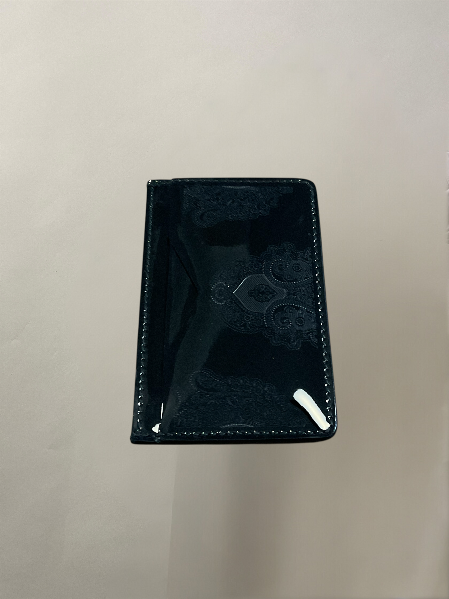 Alexander McQueen Black Patent Leather Paisley Cardholder