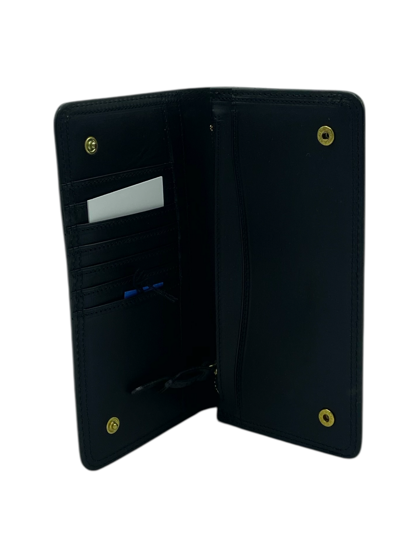 Corbo. Black Cowhide Leather Long Bifold Wallet