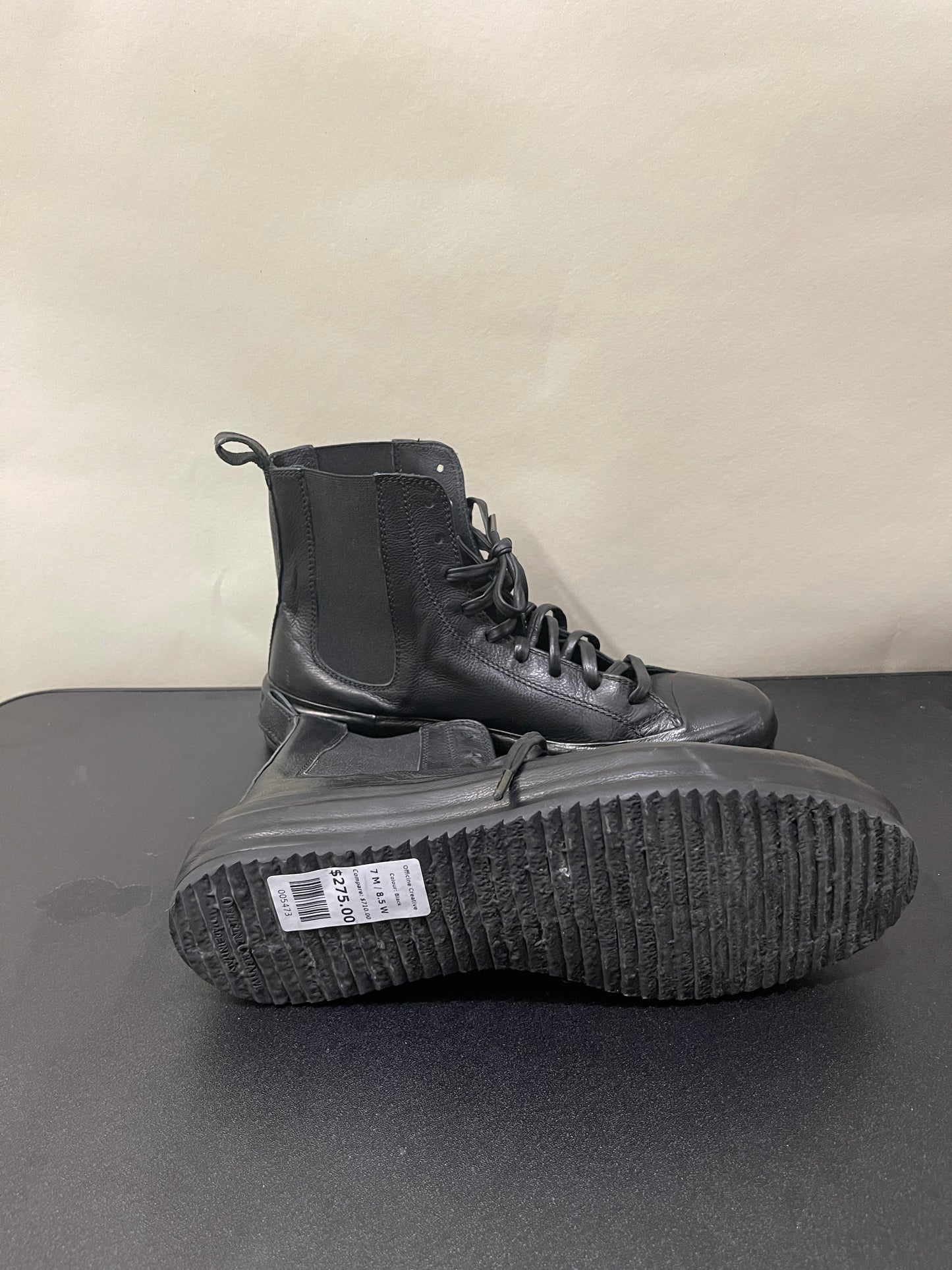 Officine Creative Black Leather Cap Toe Chelsea Sneakers 7 M / 8.5 W