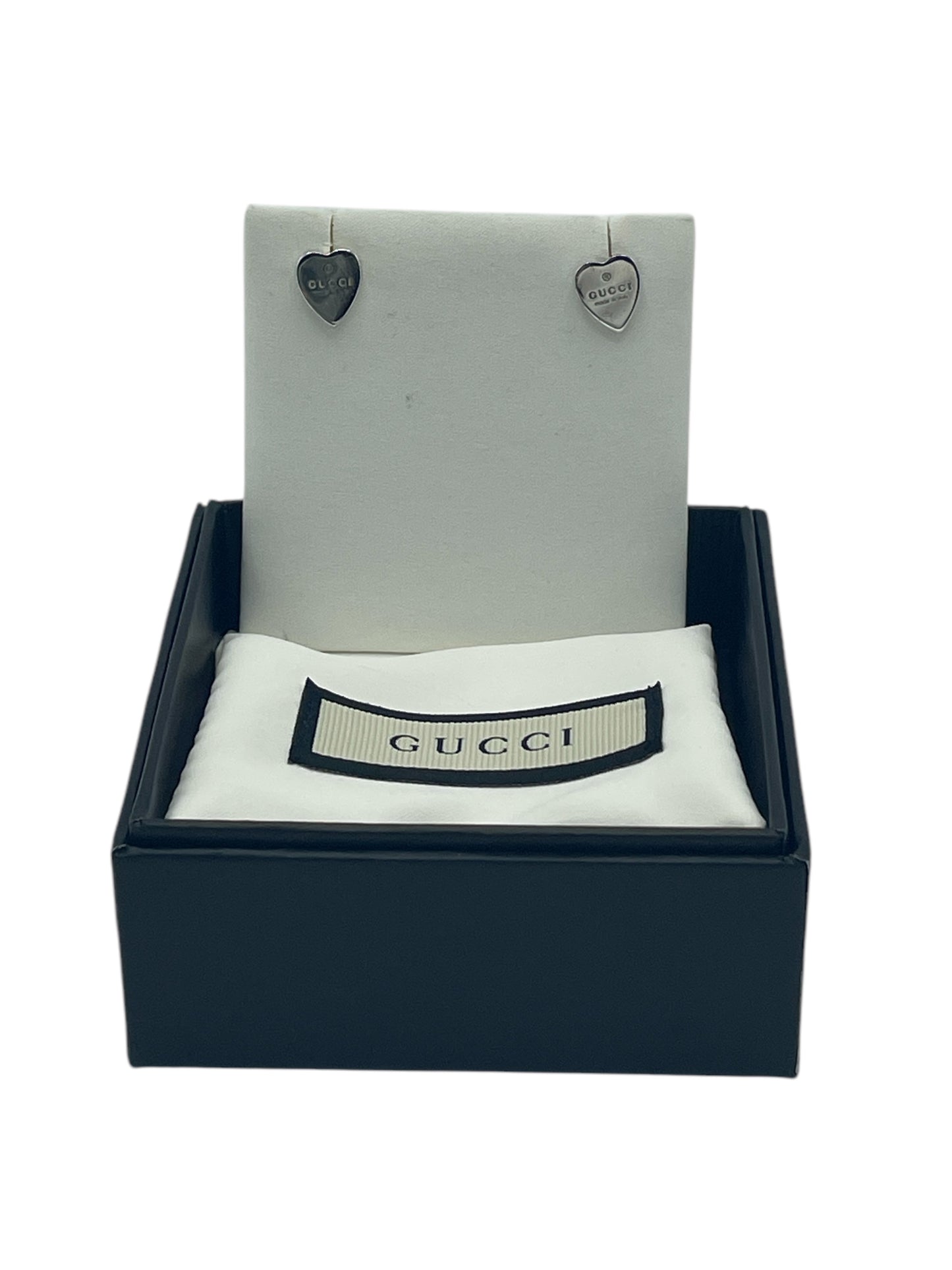 Gucci Silver Heart Shaped Stud Earrings