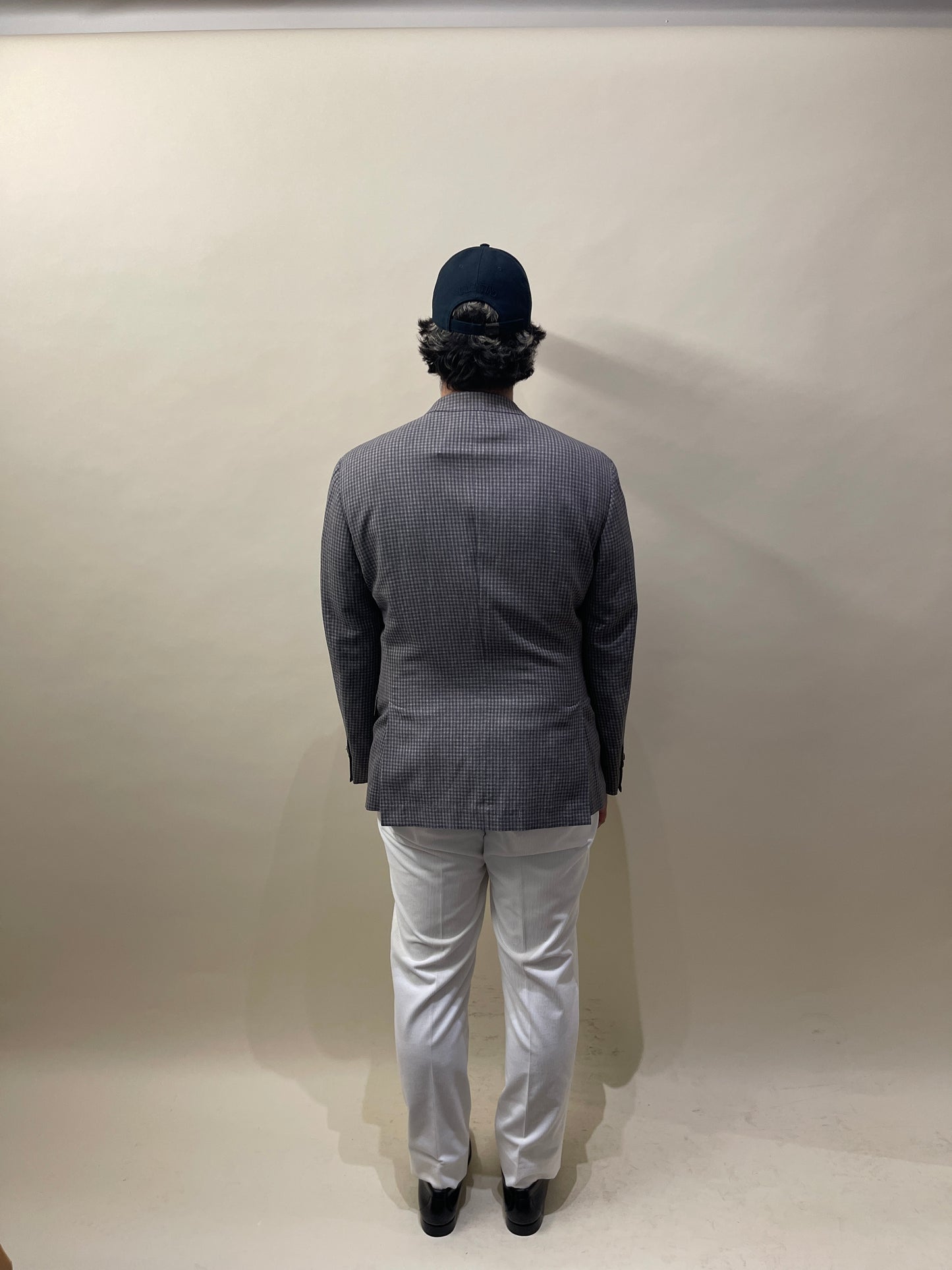 Brunello Cucinelli Light & Dark Grey Gingham Check Wool Linen Silk Sport Coat 42