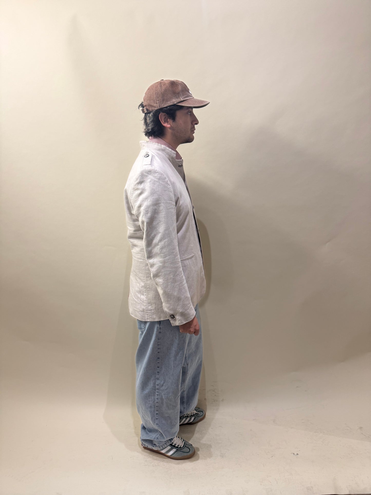 John Varvatos Beige Cotton Linen Military Style Jacket 46