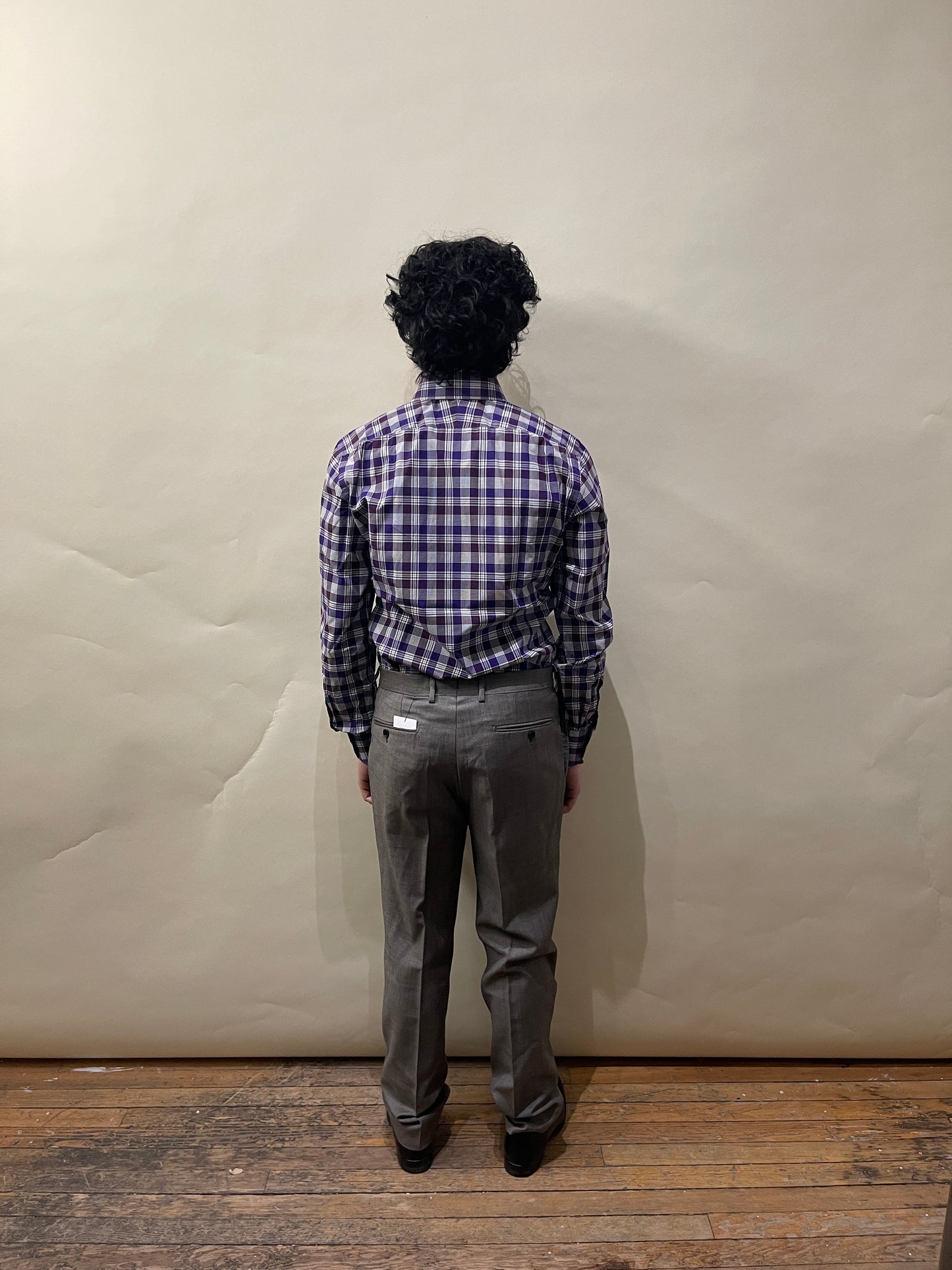 Tom Ford Purple & White Plaid Cotton Dress Shirt 15.5