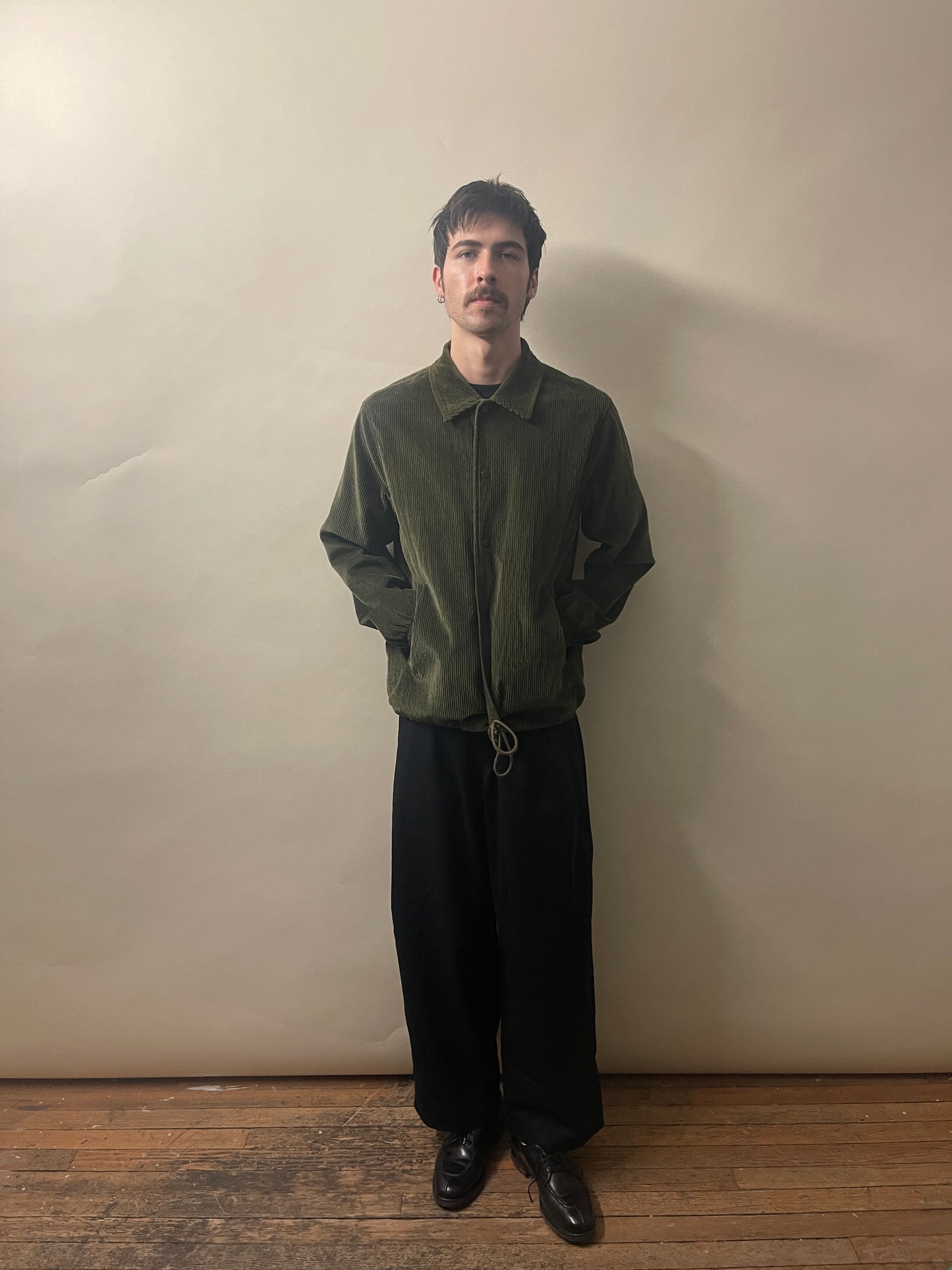 Tres Bien Green Cotton Blend Corduroy Coaches Jacket 36