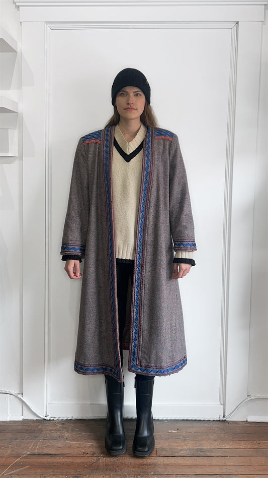 Irene Anderson Multicolour Wool Kimono Style Overcoat Medium