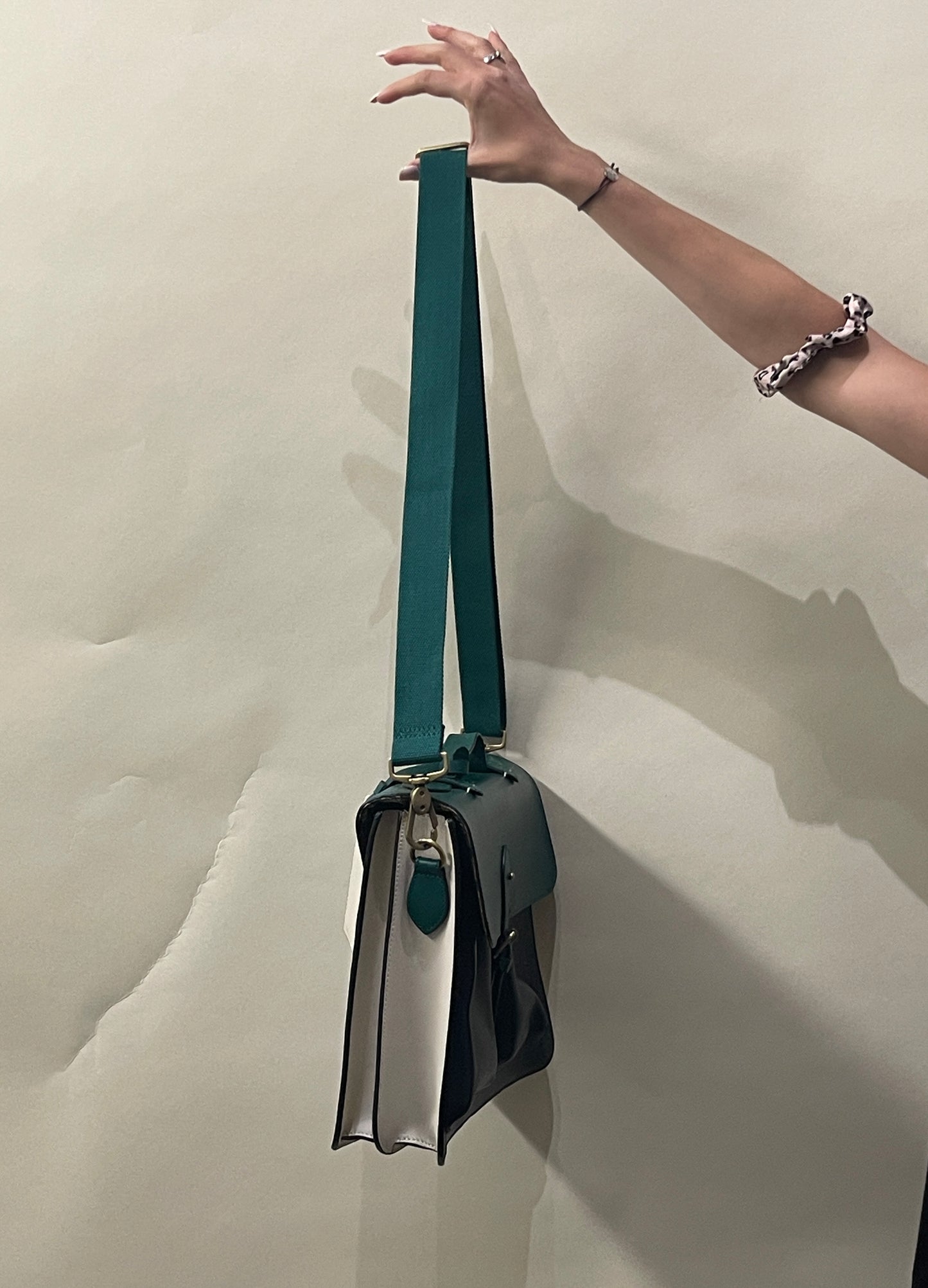 Ted Baker Navy Blue & Green Leather Harlemm Briefcase