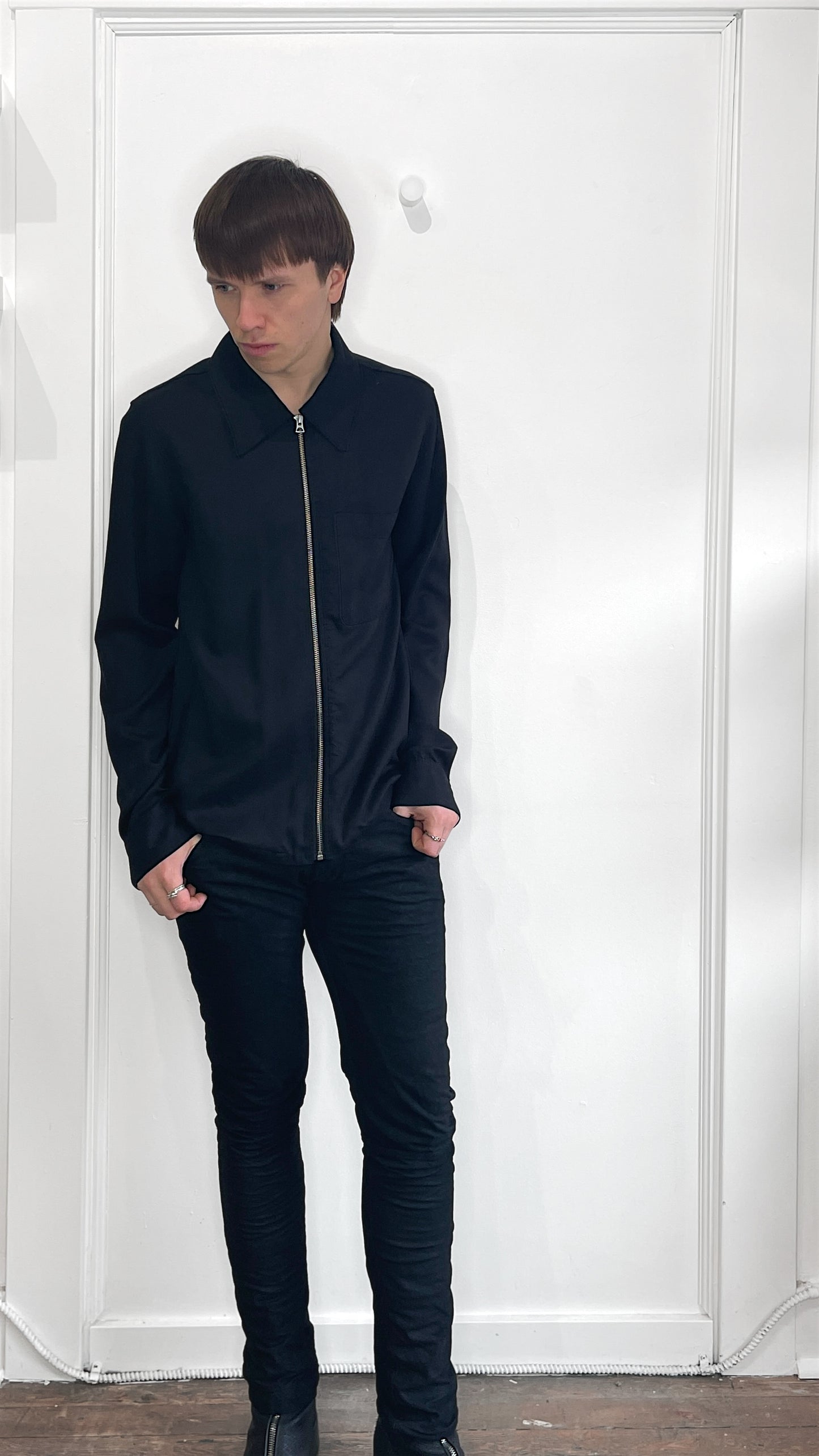 Our Legacy Black Lightweight Lyocell Zip Shirt 36