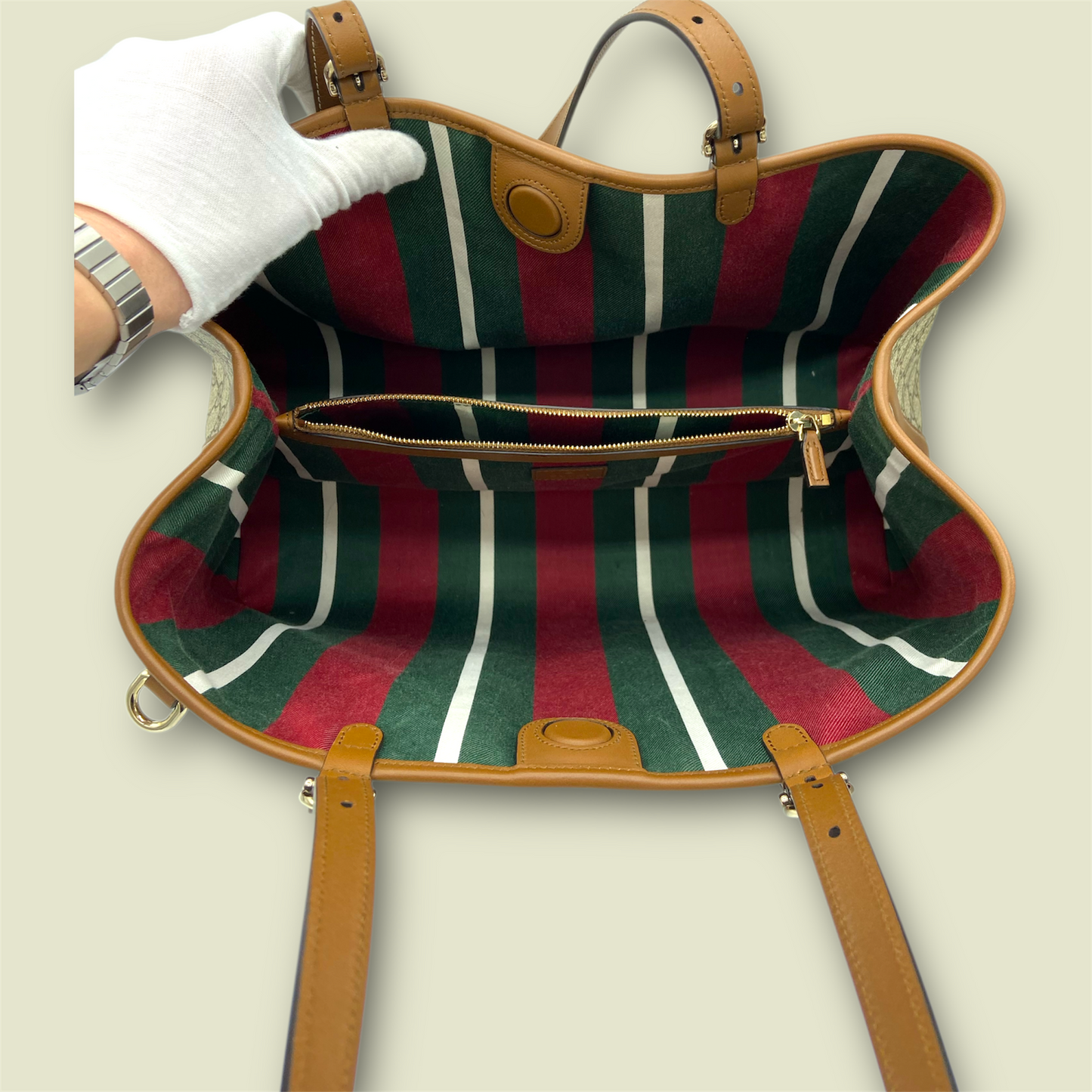 Gucci Beige GG Emblem Large Tote Bag