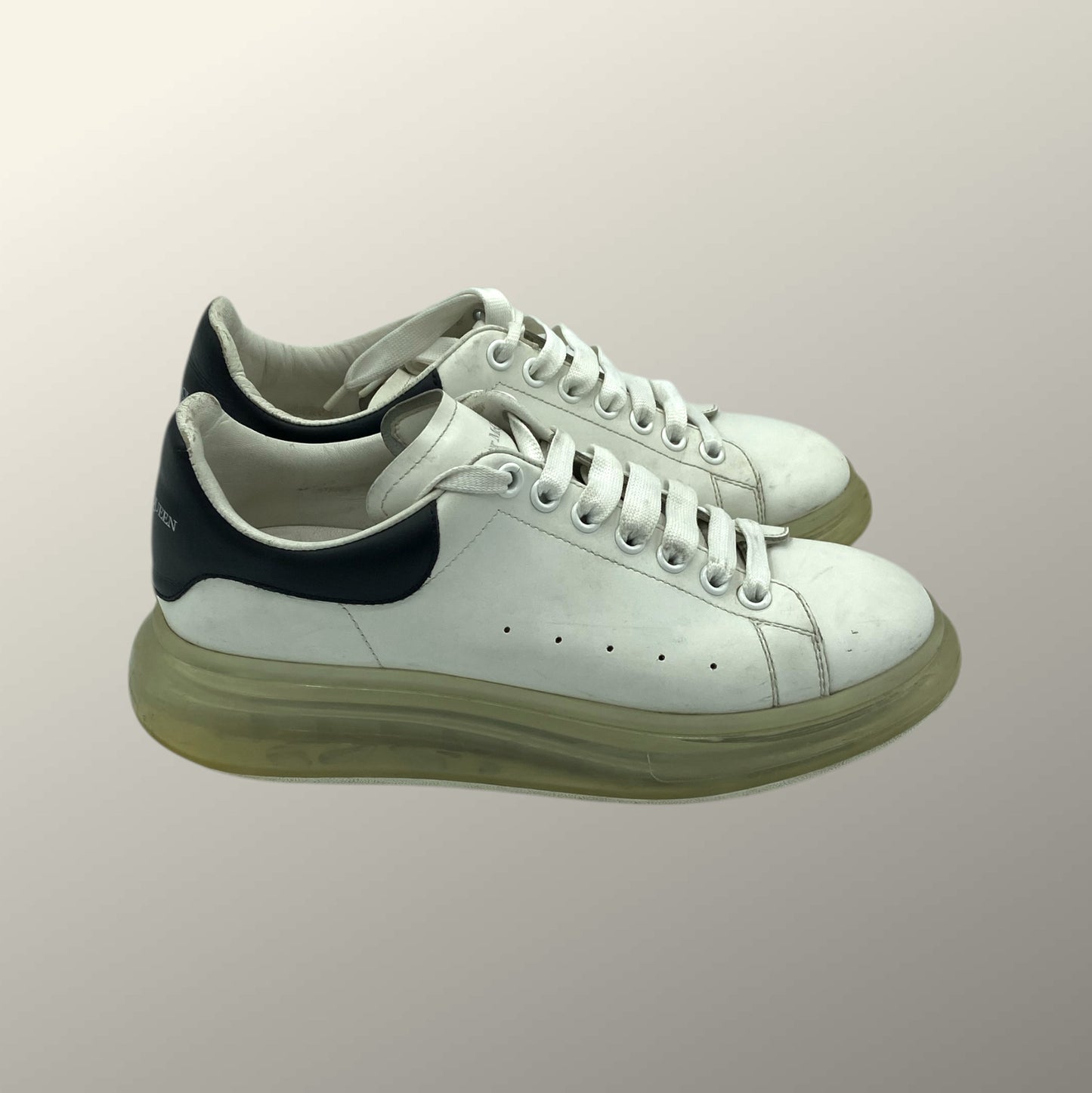 Alexander McQueen White & Black Leather Bubble Oversized Sneakers 9 M / 10.5 W
