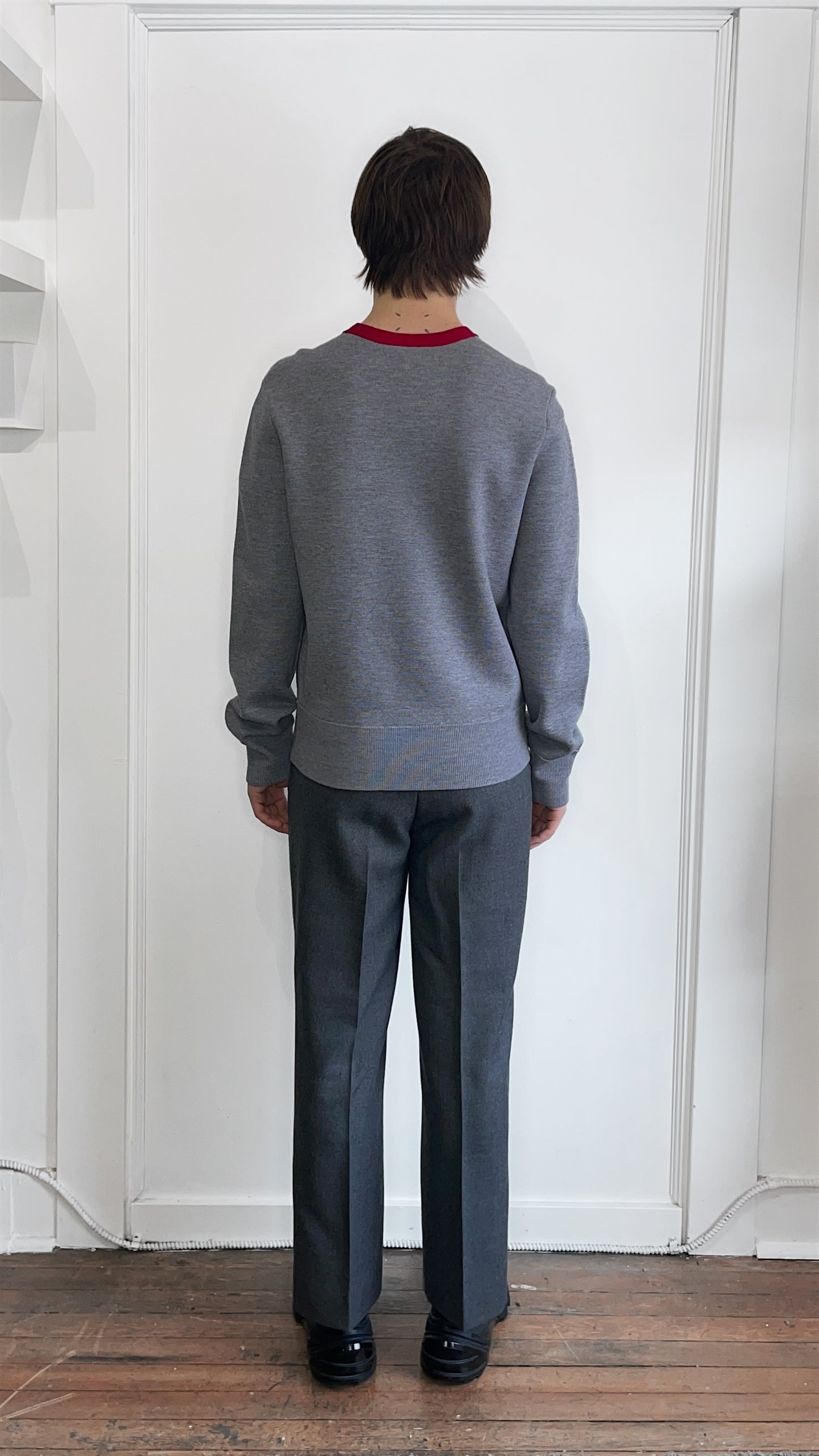 Helmut Lang Grey Merino Wool Blend Crewneck Knit Sweater Small