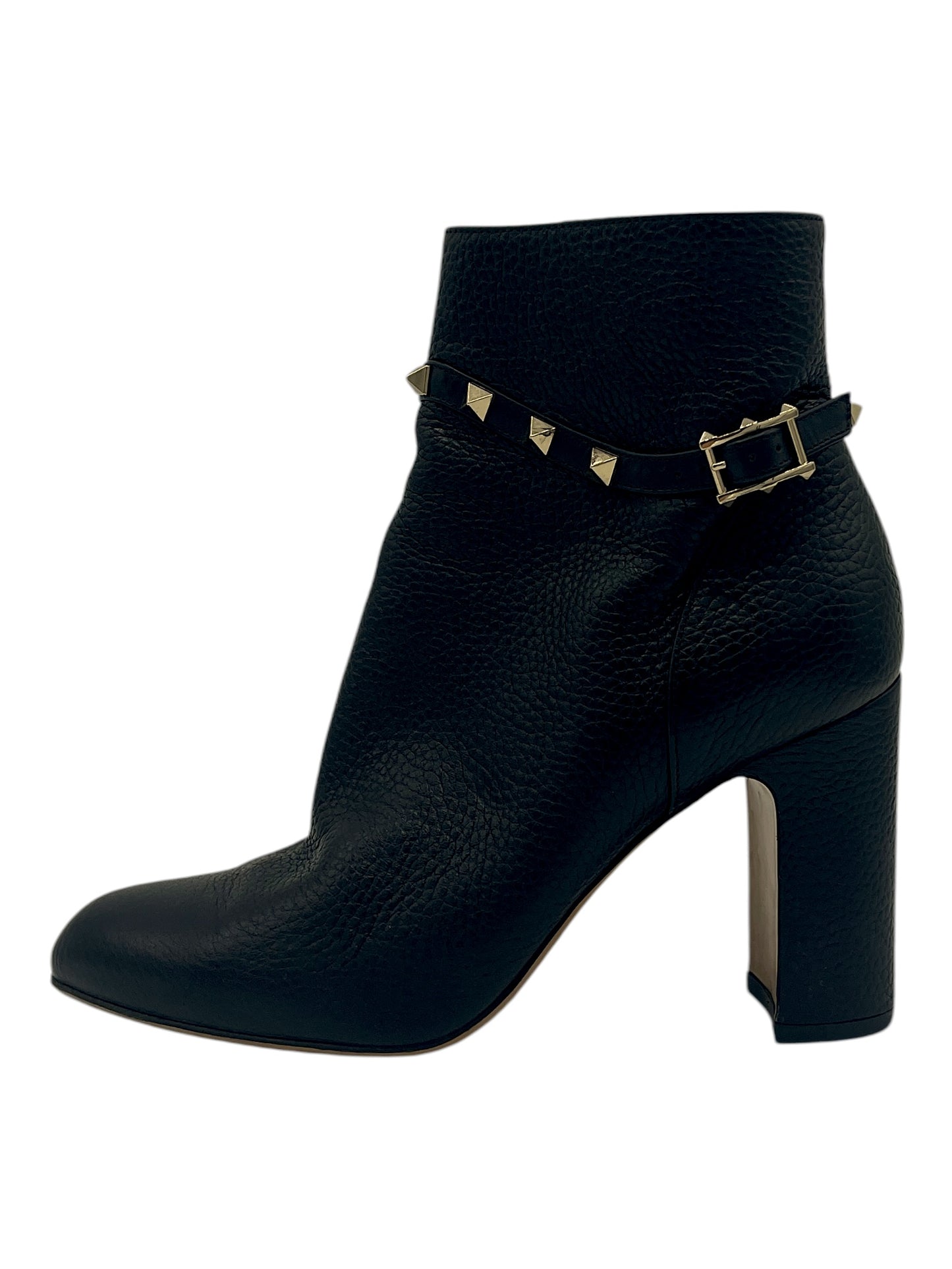 Valentino Black Pebbled Leather Rockstud Boots