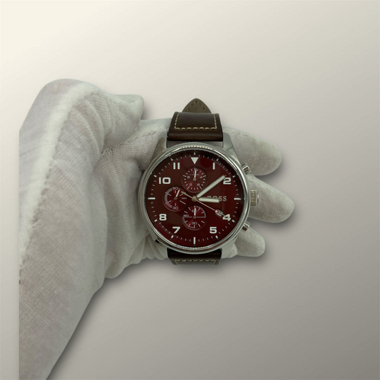 Hugo Boss Maroon Dial Chronograph Watch