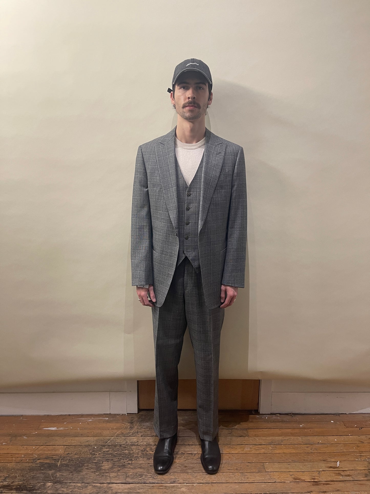 Armani Collezioni Multi Grey Wool Glen Check 3-Piece Suit 40R