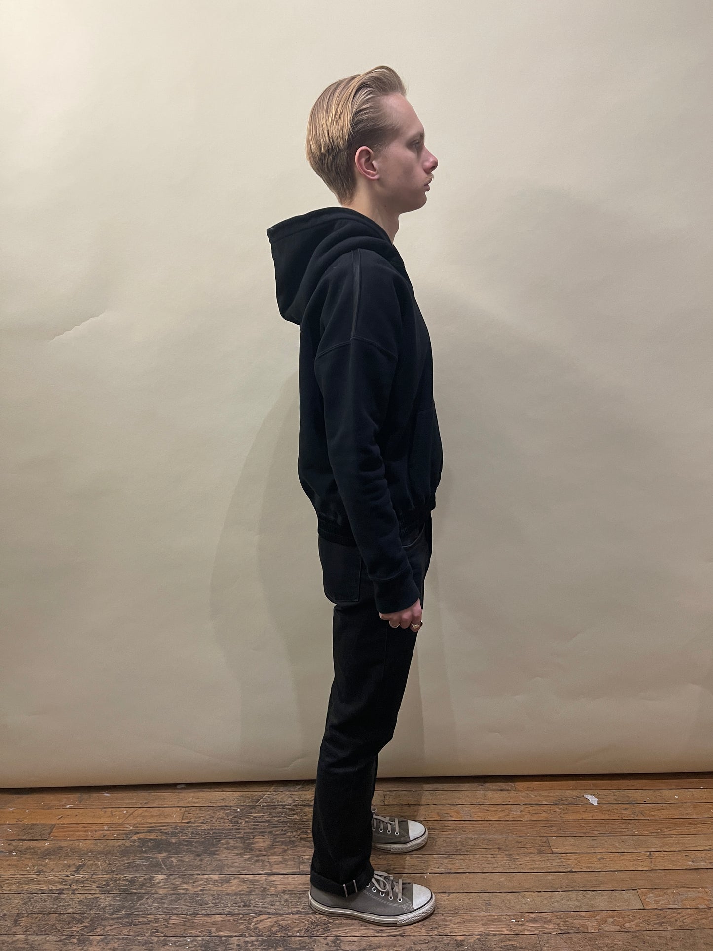 Saint Laurent Black Cotton Satin Waistband Hoodie Large - L